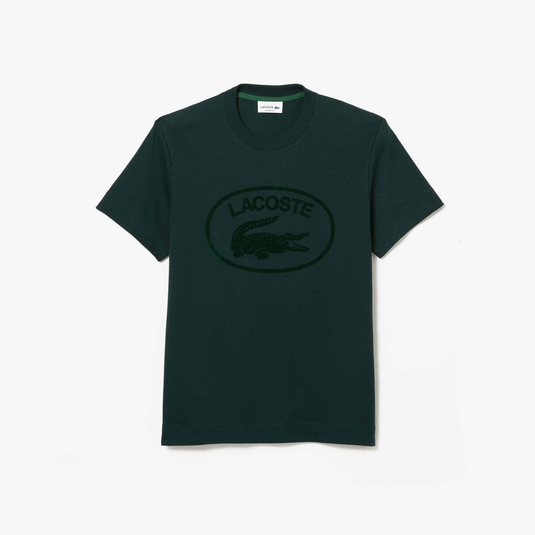 Men's Lacoste Relaxed Fit Tone-On-Tone Branded Cotton T-Shirt Men's Lacoste Relaxed Fit Tone-On-Tone Branded Cotton T-Shirt