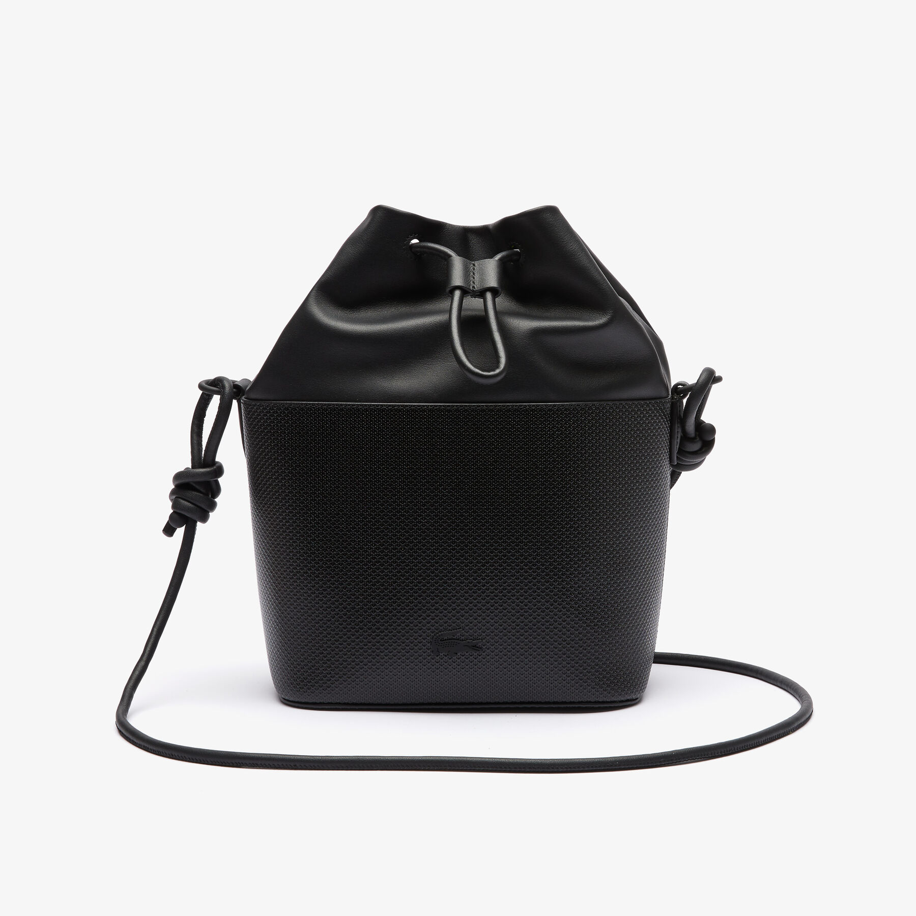 Women's Chantaco Matte Piqué Leather Drawstring Bucket Bag lacoste women s chantaco matte piqu leather drawstring bucket bag