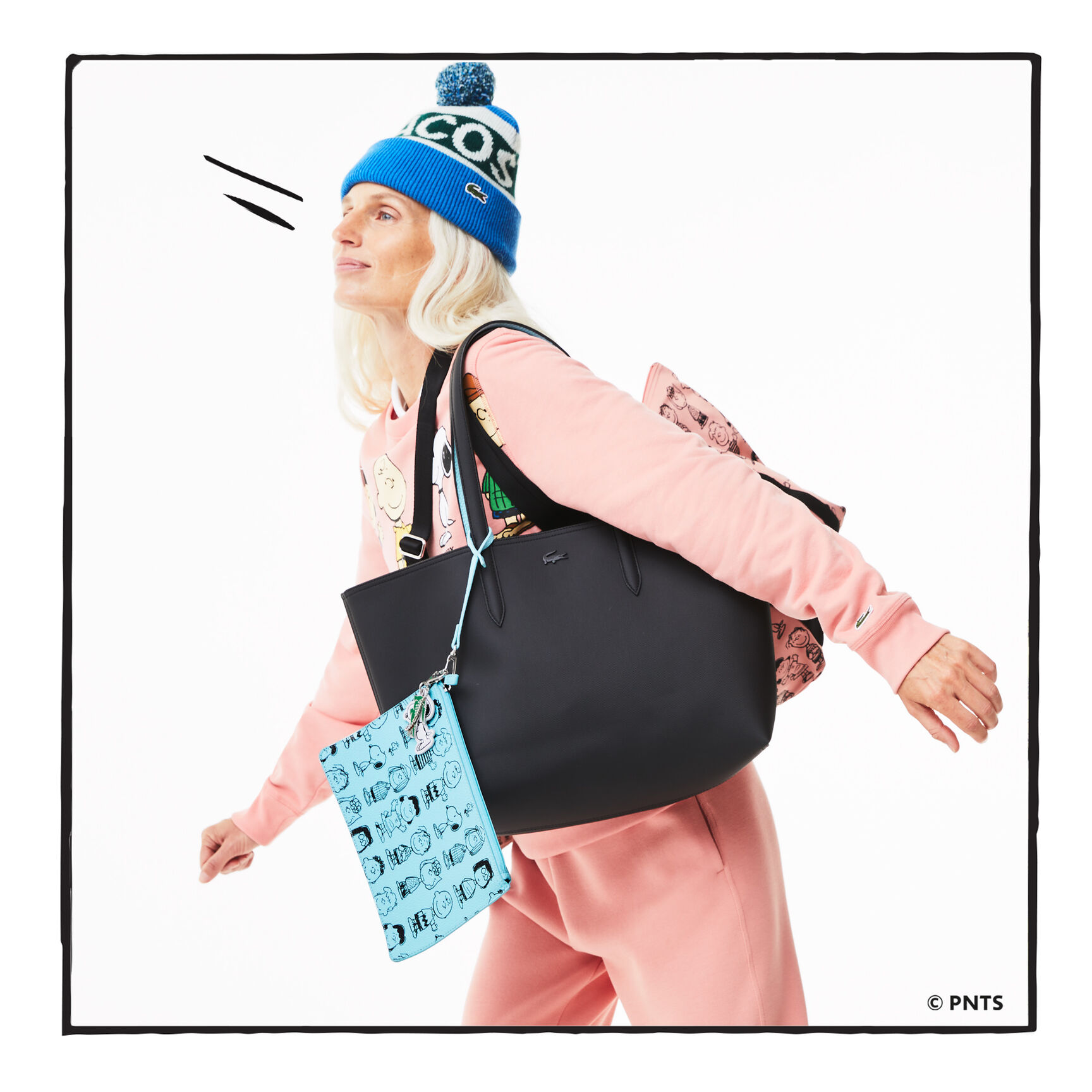 حقيبة تسوق كبيرة للنساء من Lacoste x Peanuts بسحاب