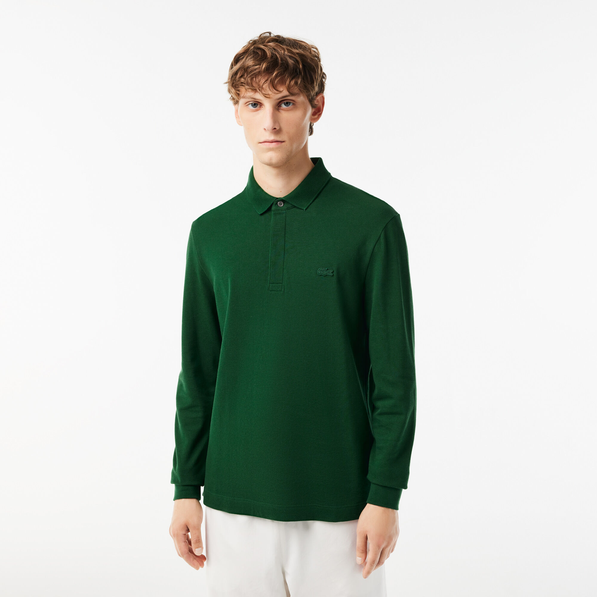 Buy Smart Paris long sleeve stretch cotton Polo Shirt Lacoste QA