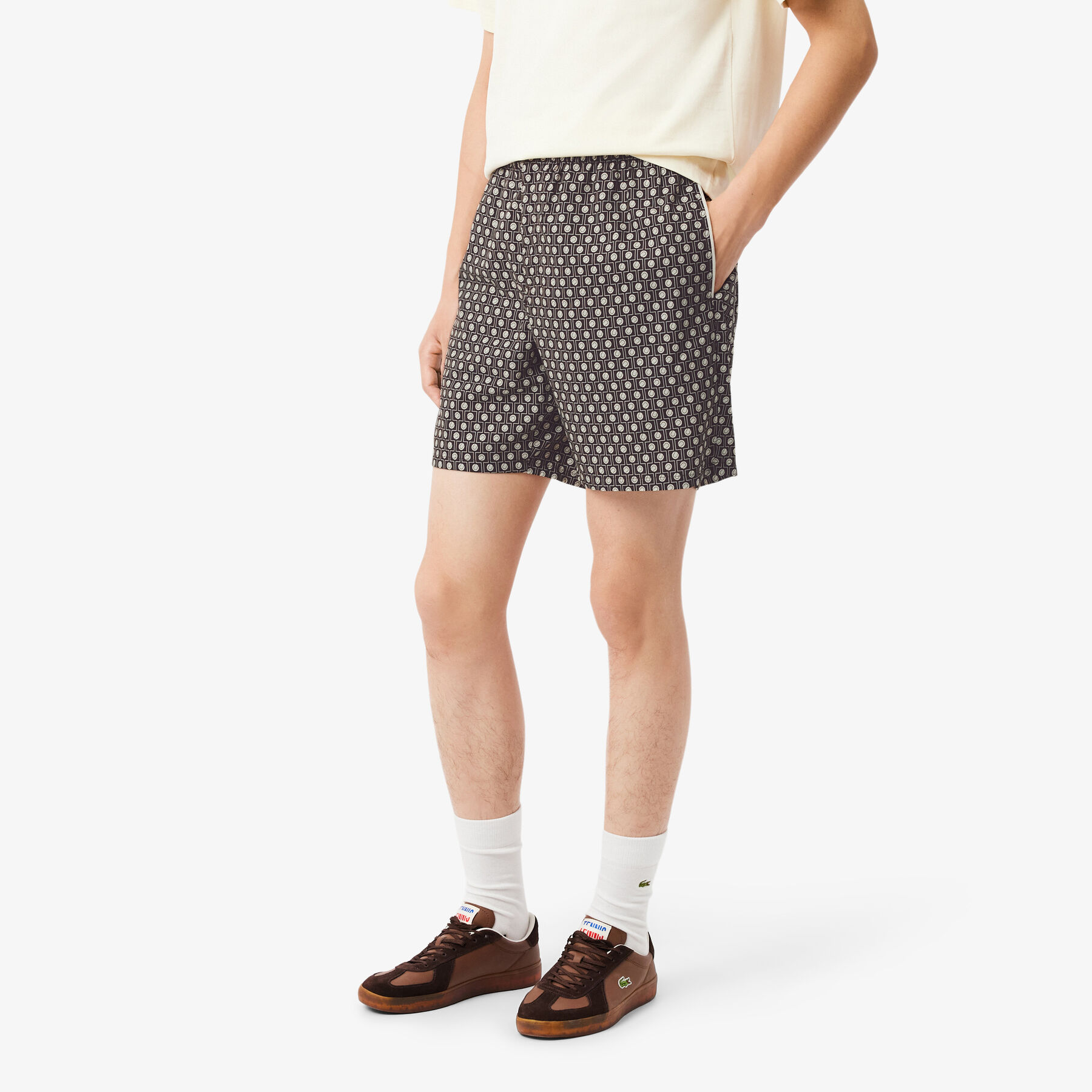 Relaxed Fit Printed Cotton Blend Shorts lacoste relaxed fit printed cotton blend shorts