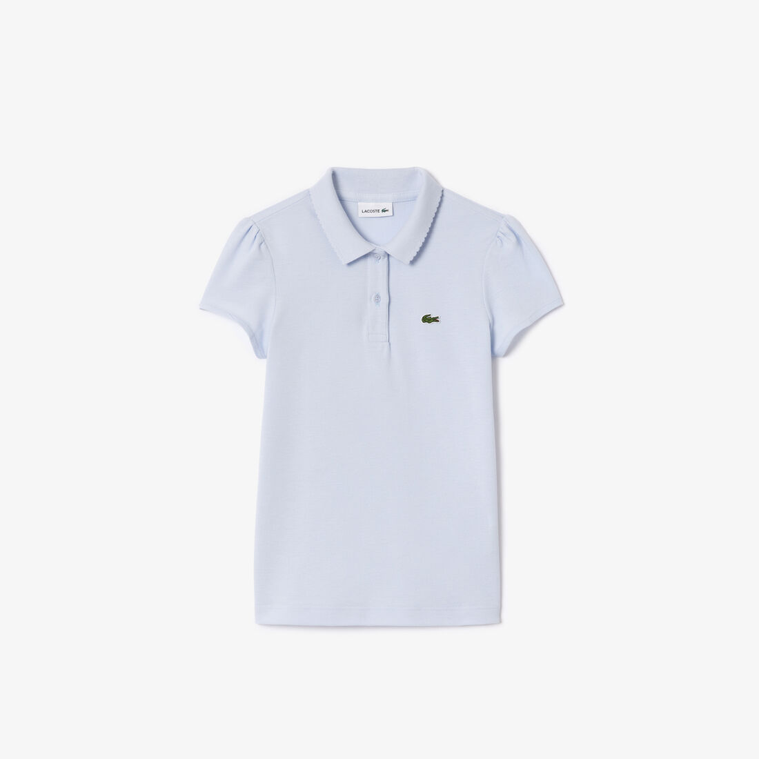 Scalloped Collar Mini Pique Polo Shirt
