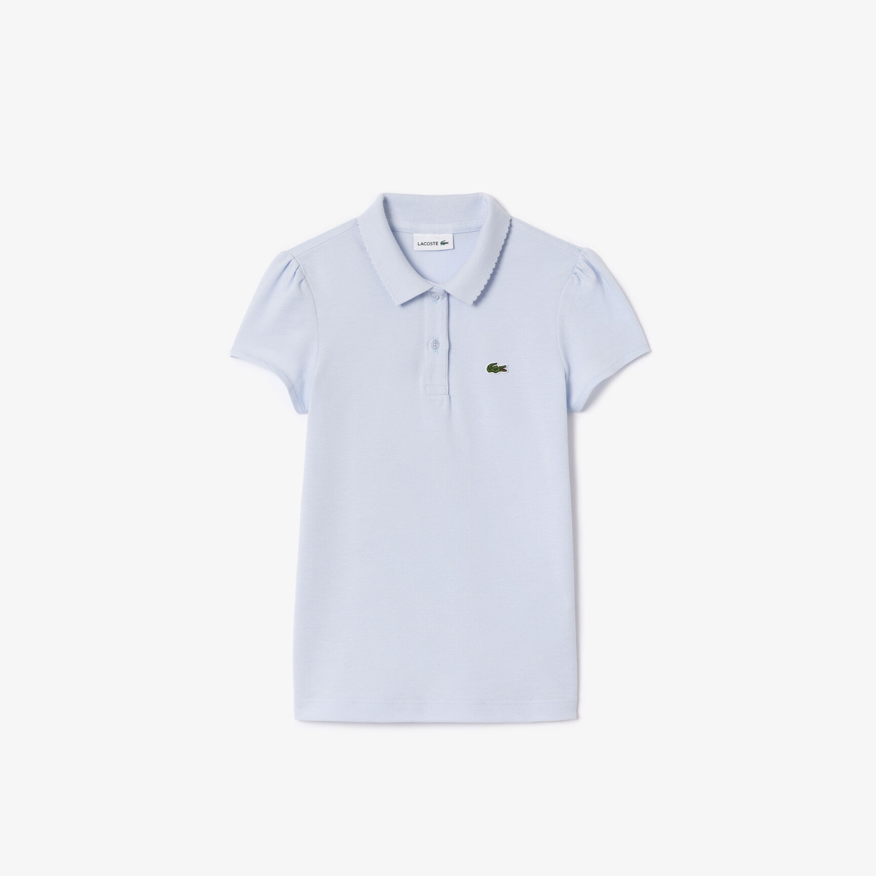 Scalloped Collar Mini Pique Polo Shirt