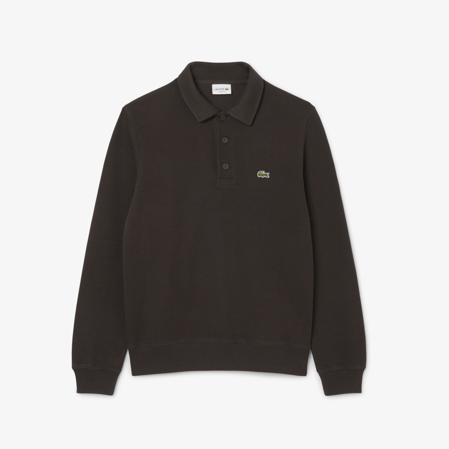Ribbed Cotton Polo Collar Sweatshirt