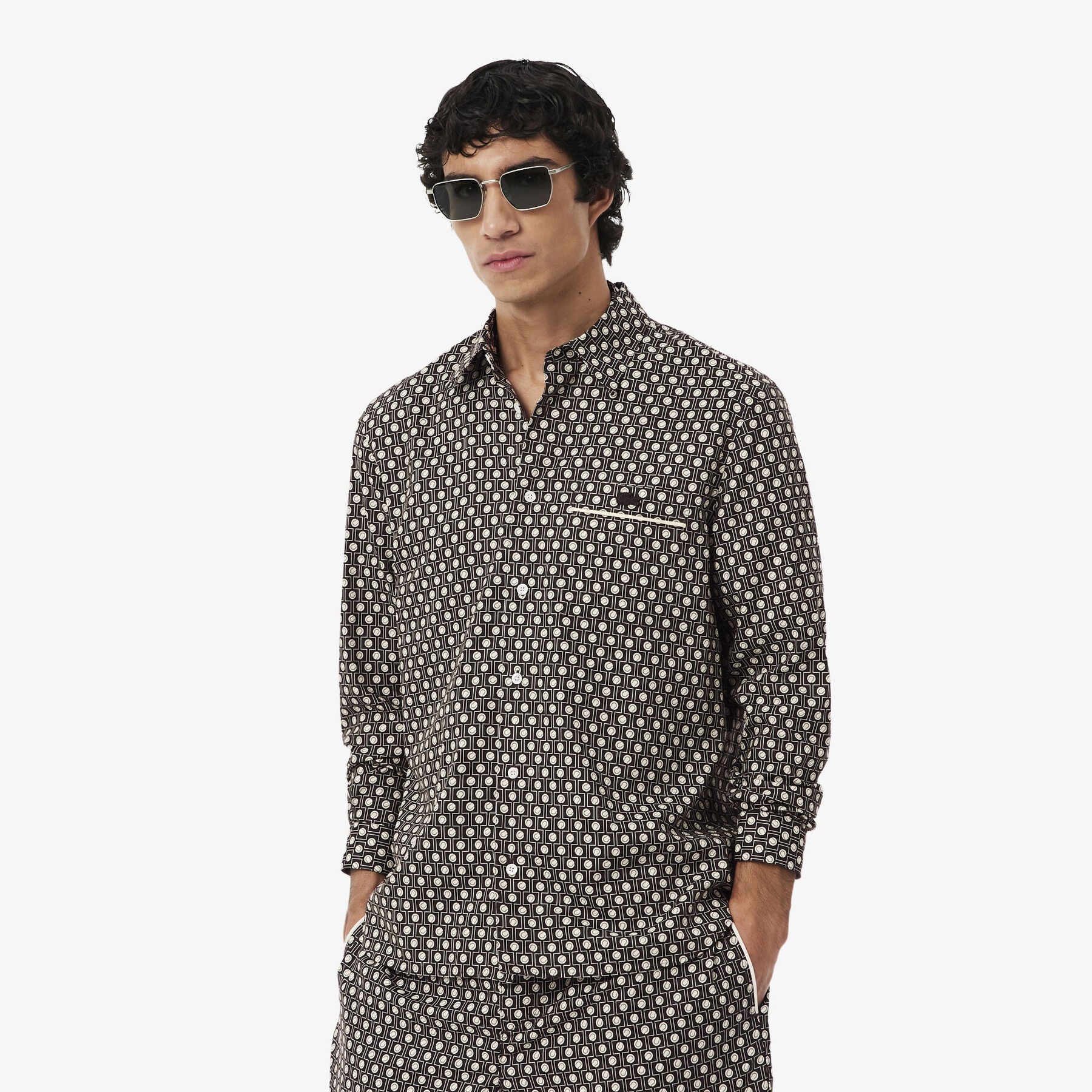 Regular Fit Printed Cotton Shirt lacoste regular fit printed cotton shirt