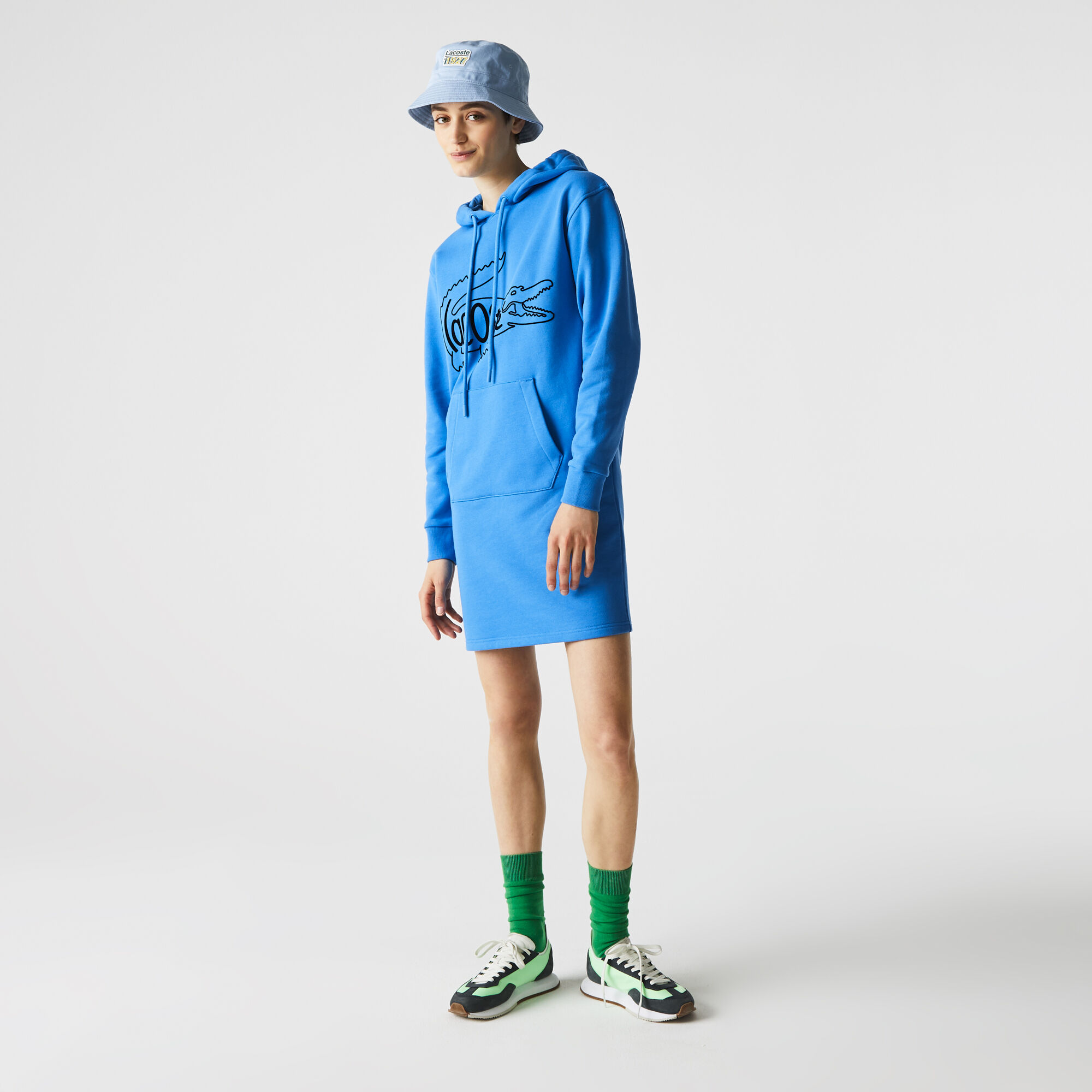 Buy Women s Oversized Crocodile Print Cotton Fleece Sweatshirt Dress Lacoste QA