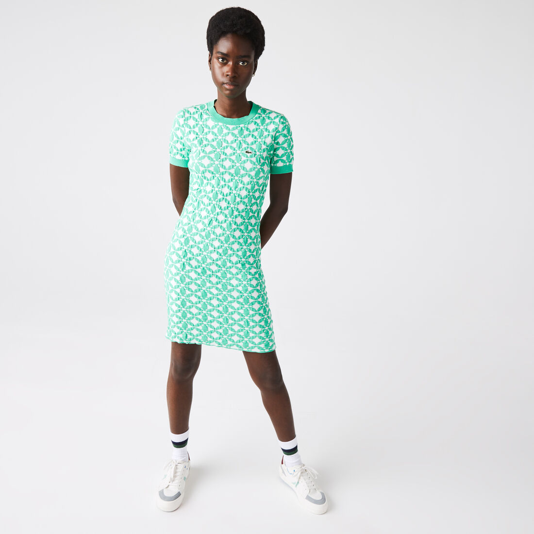 Women's Lacoste L!VE Vintage Design Jacquard Sweater Dress