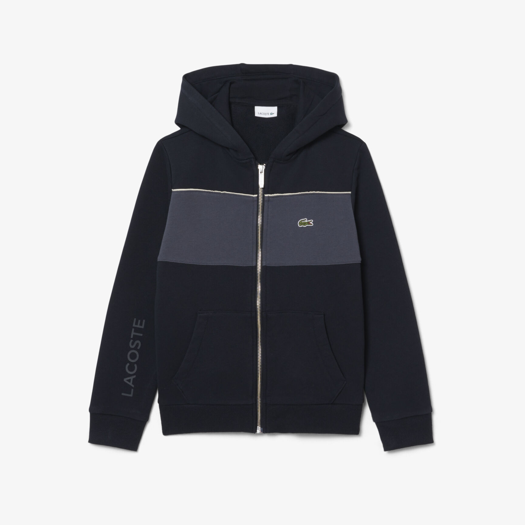 Colour-Block Zipped Hoodie