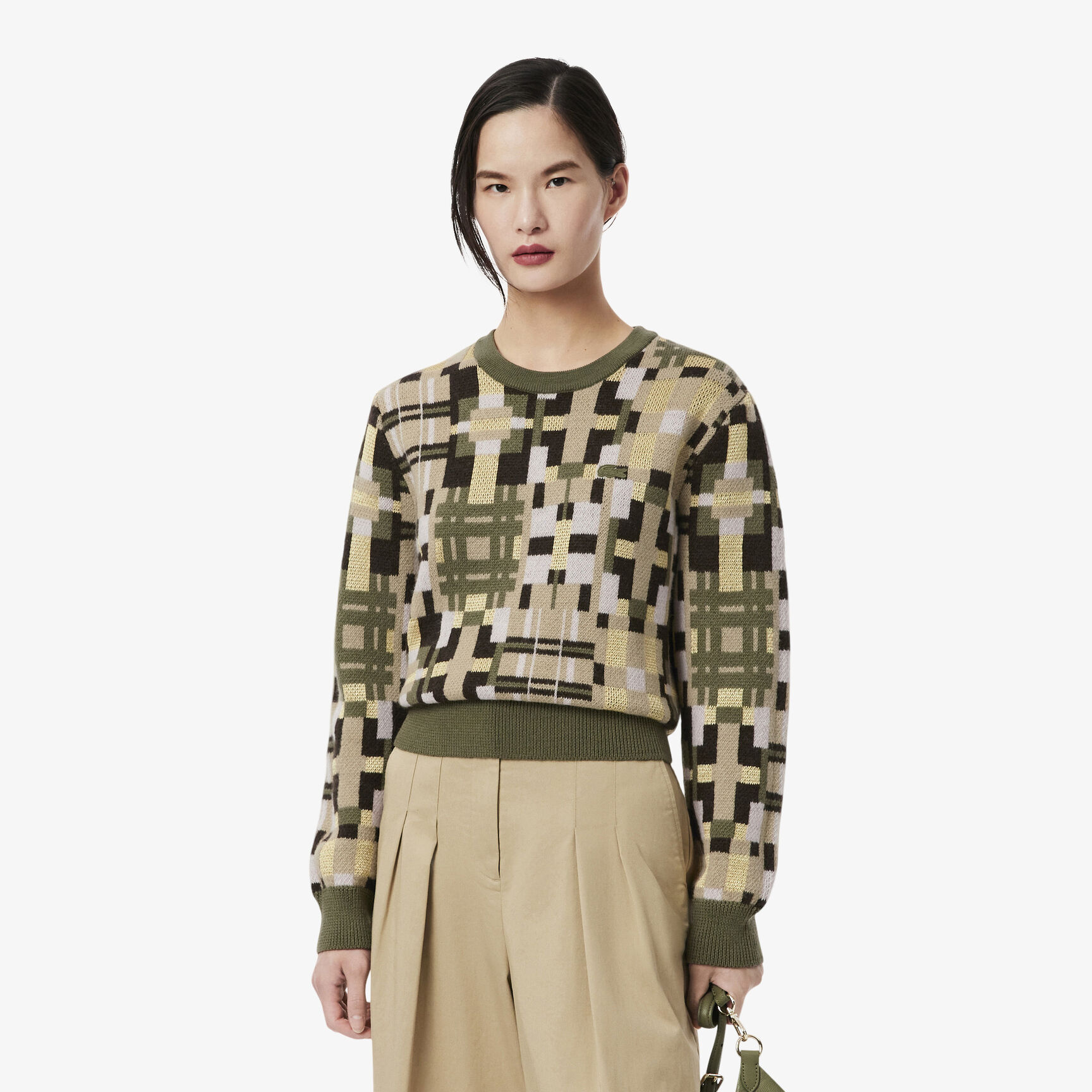 Crew Neck Wool Jacquard Graphic Sweater Crew Neck Wool Jacquard Graphic Sweater