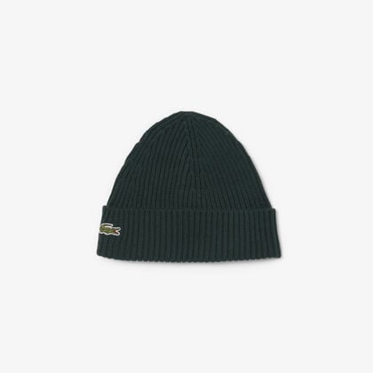 lacoste rib knit brushed wool beanie