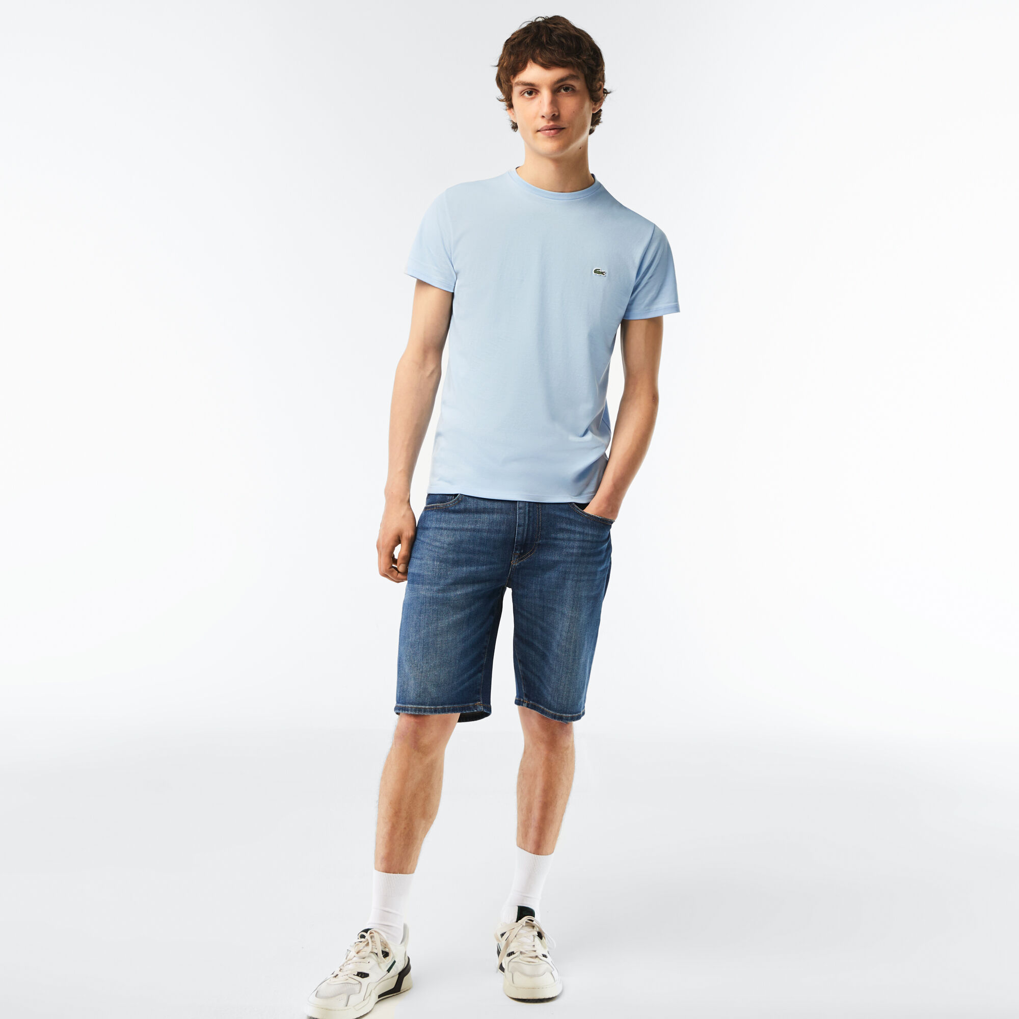 Buy Men s Slim Fit Stretch Cotton Denim Bermuda Shorts Lacoste QA