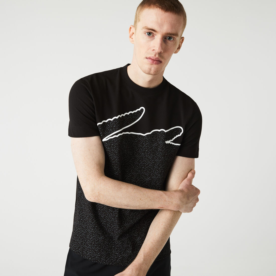 تيشيرت مزيج قطن بيكيه بفتحة رقبة مستديرة للرجال