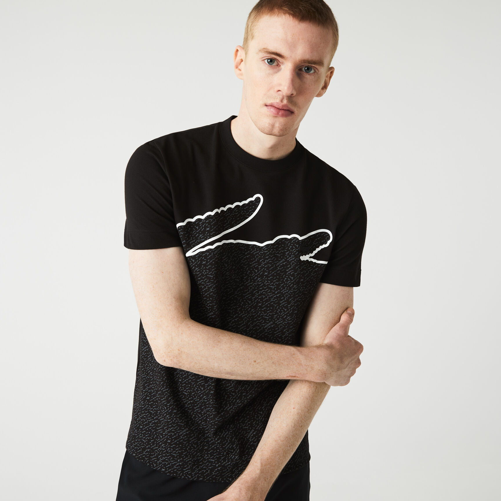 تيشيرت مزيج قطن بيكيه بفتحة رقبة مستديرة للرجال