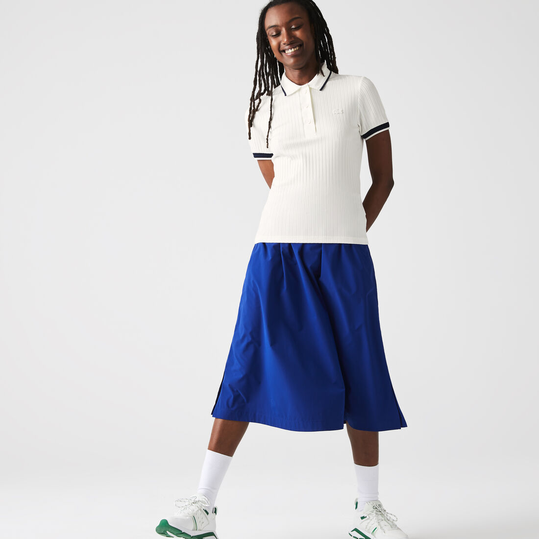 Women's Lacoste Slim Fit Crochet Collar Ribbed Polo Shirt Women's Lacoste Slim Fit Crochet Collar Ribbed Polo Shirt