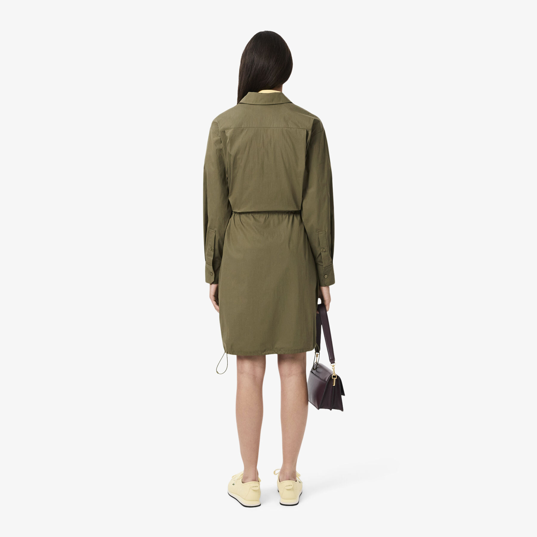 lacoste oversized cotton zip front shirt dress