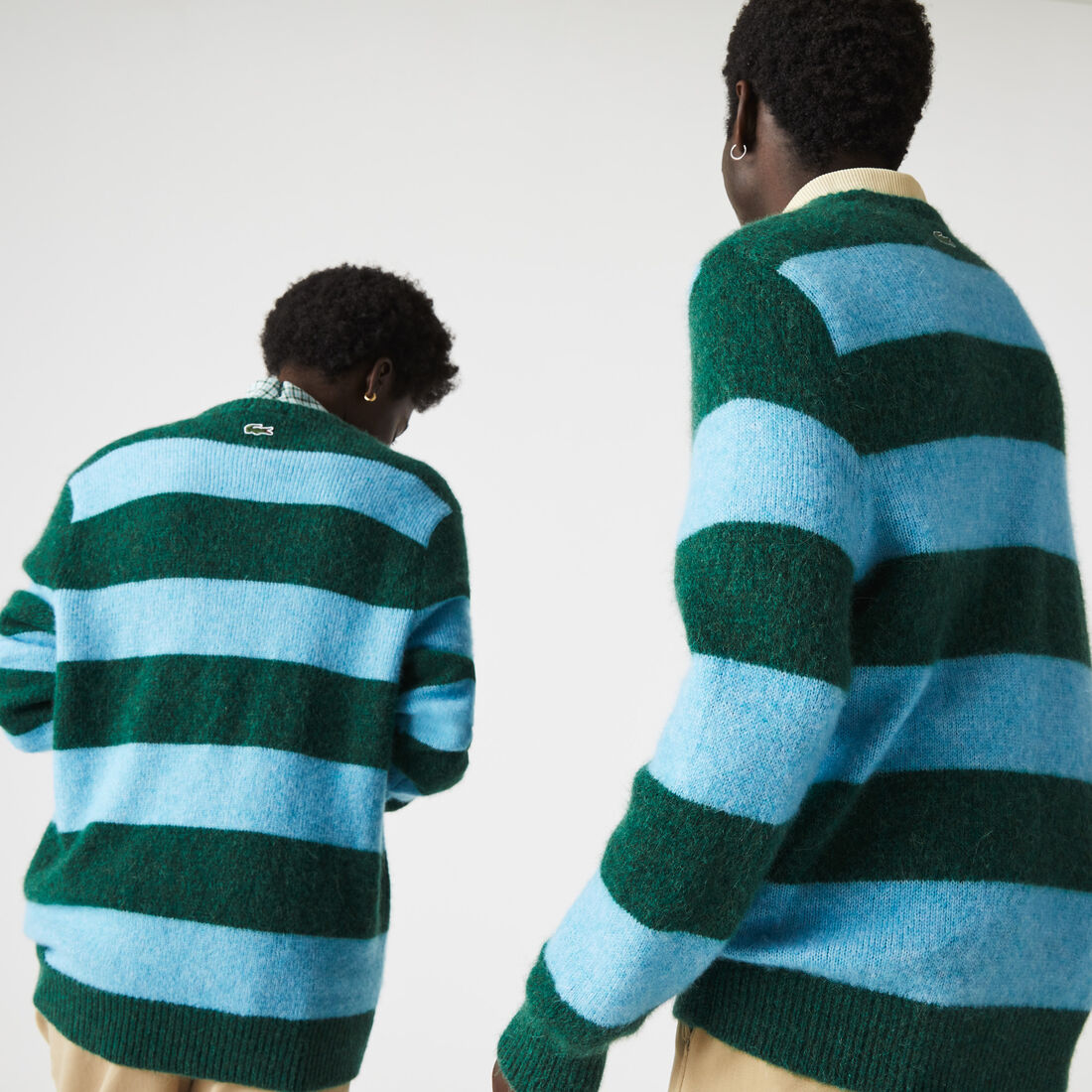 Unisex Lacoste L!VE Badge Striped Wool Blend Sweater Unisex Lacoste L!VE Badge Striped Wool Blend Sweater