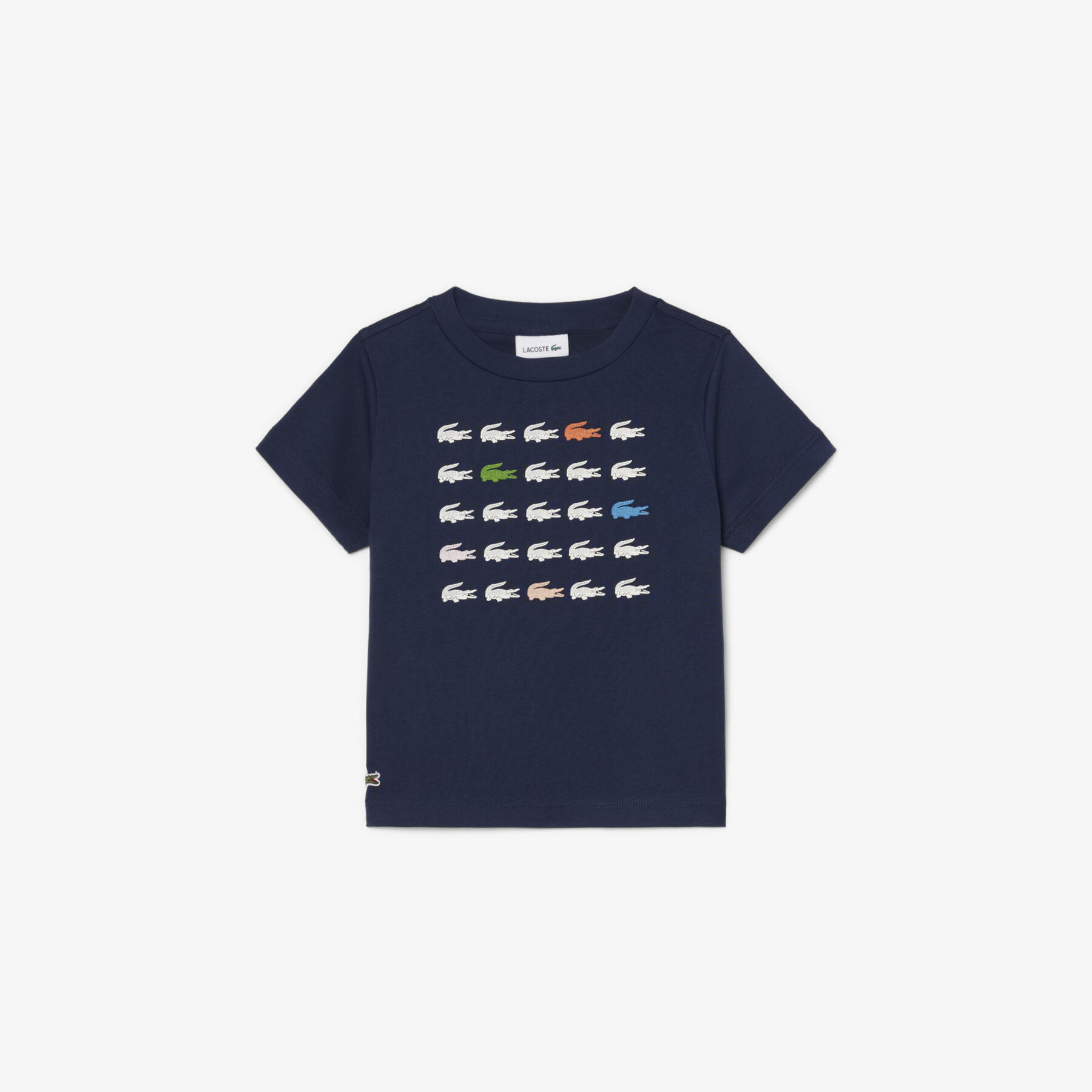 lacoste crocodile print cotton t shirt