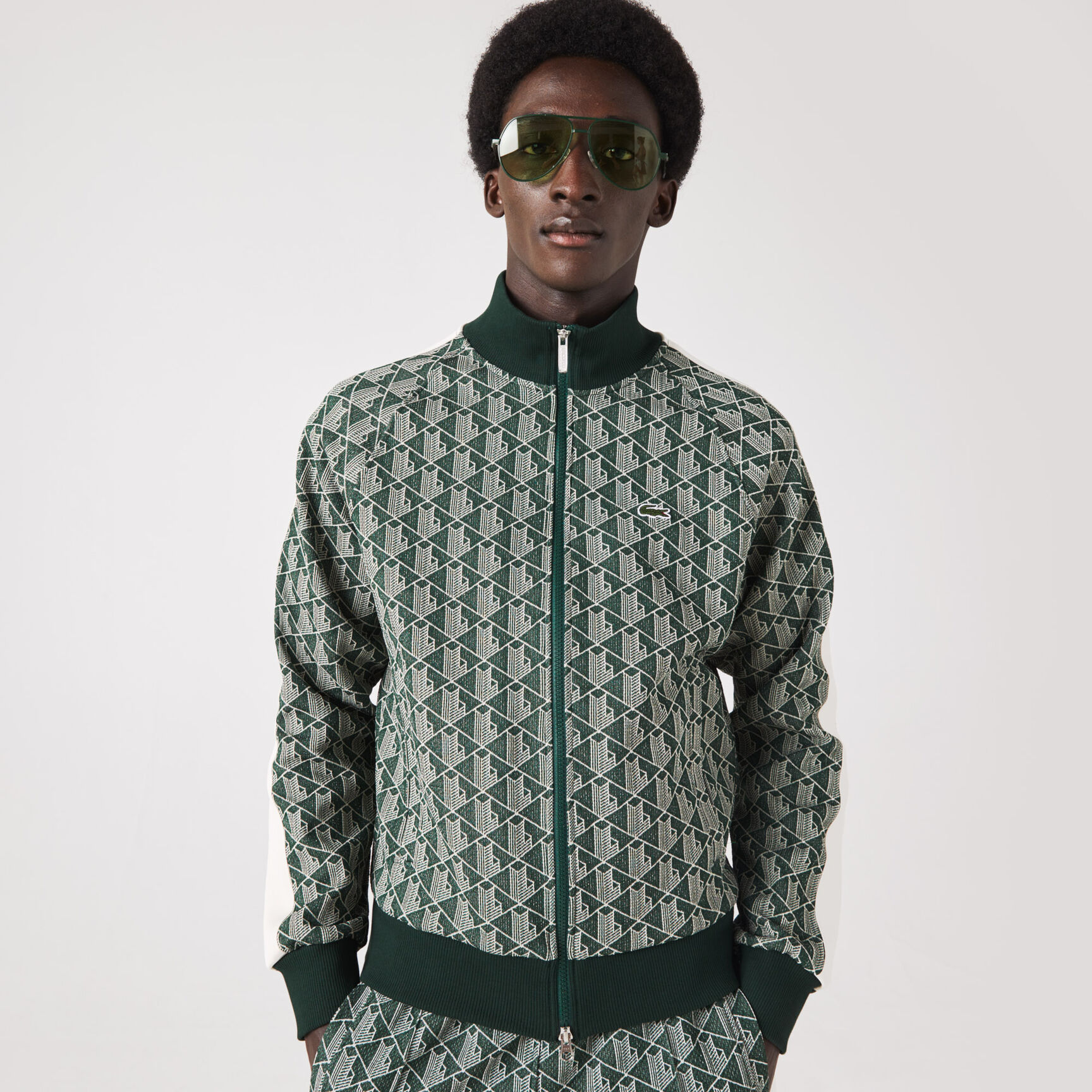 Men's Regular Fit Monogram Print Zip Sweatshirt Men's Regular Fit Monogram Print Zip Sweatshirt