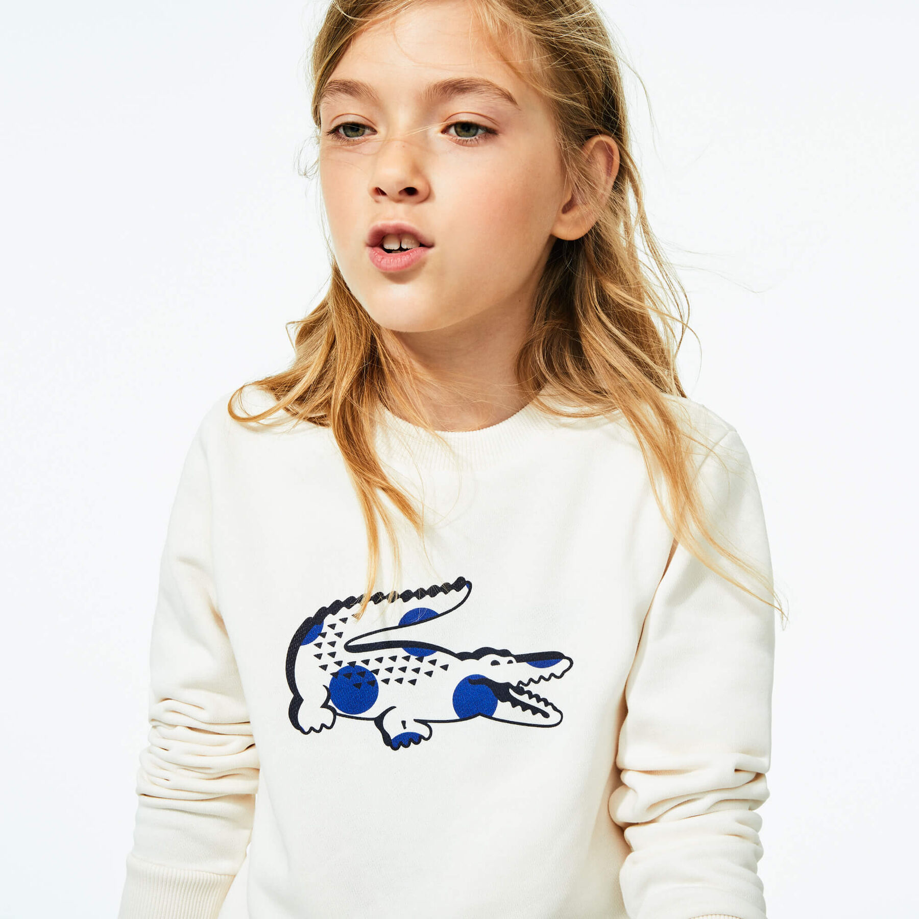 lacoste girl s crocodile print fleece sweatshirt
