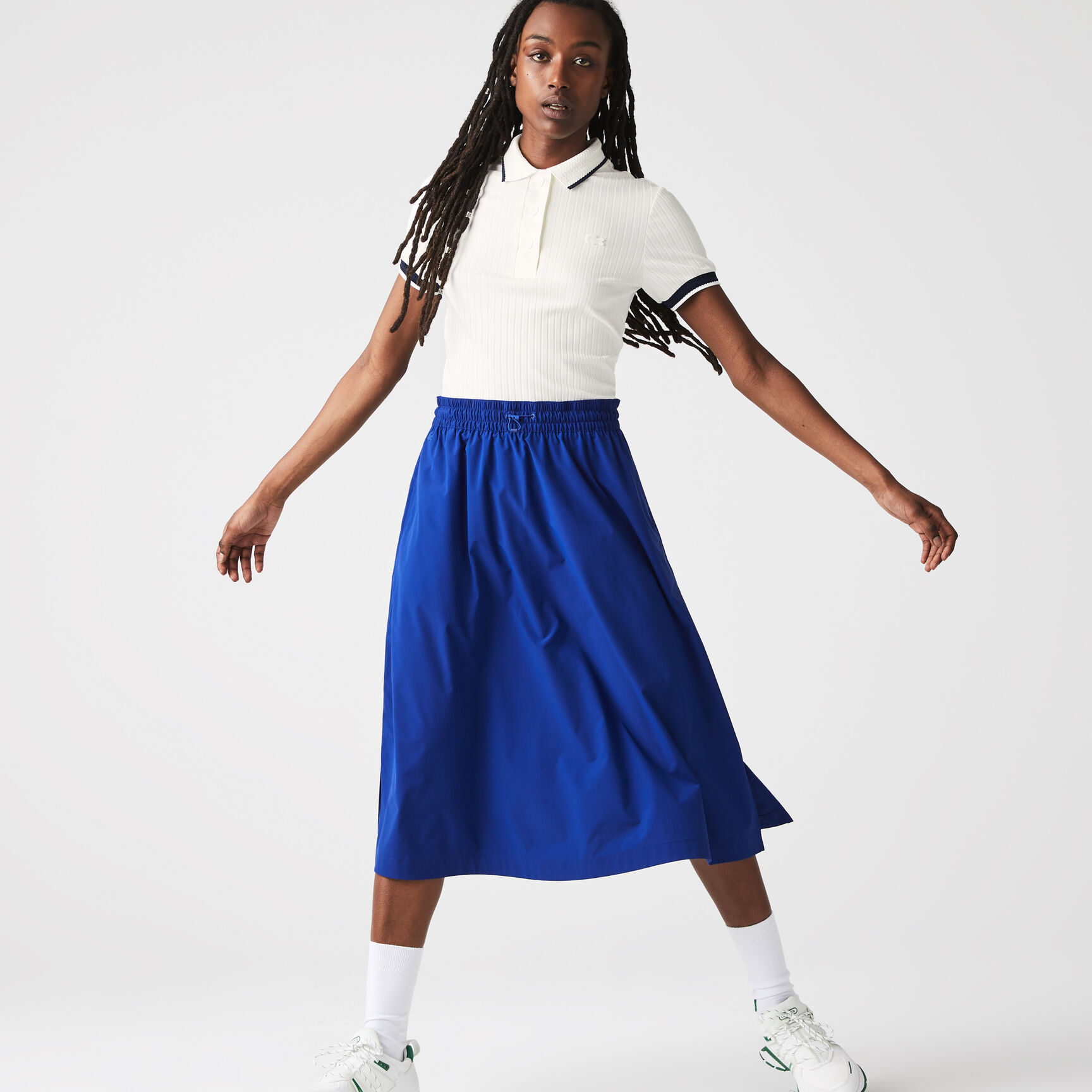 Women's Lacoste Slim Fit Crochet Collar Ribbed Polo Shirt Women's Lacoste Slim Fit Crochet Collar Ribbed Polo Shirt