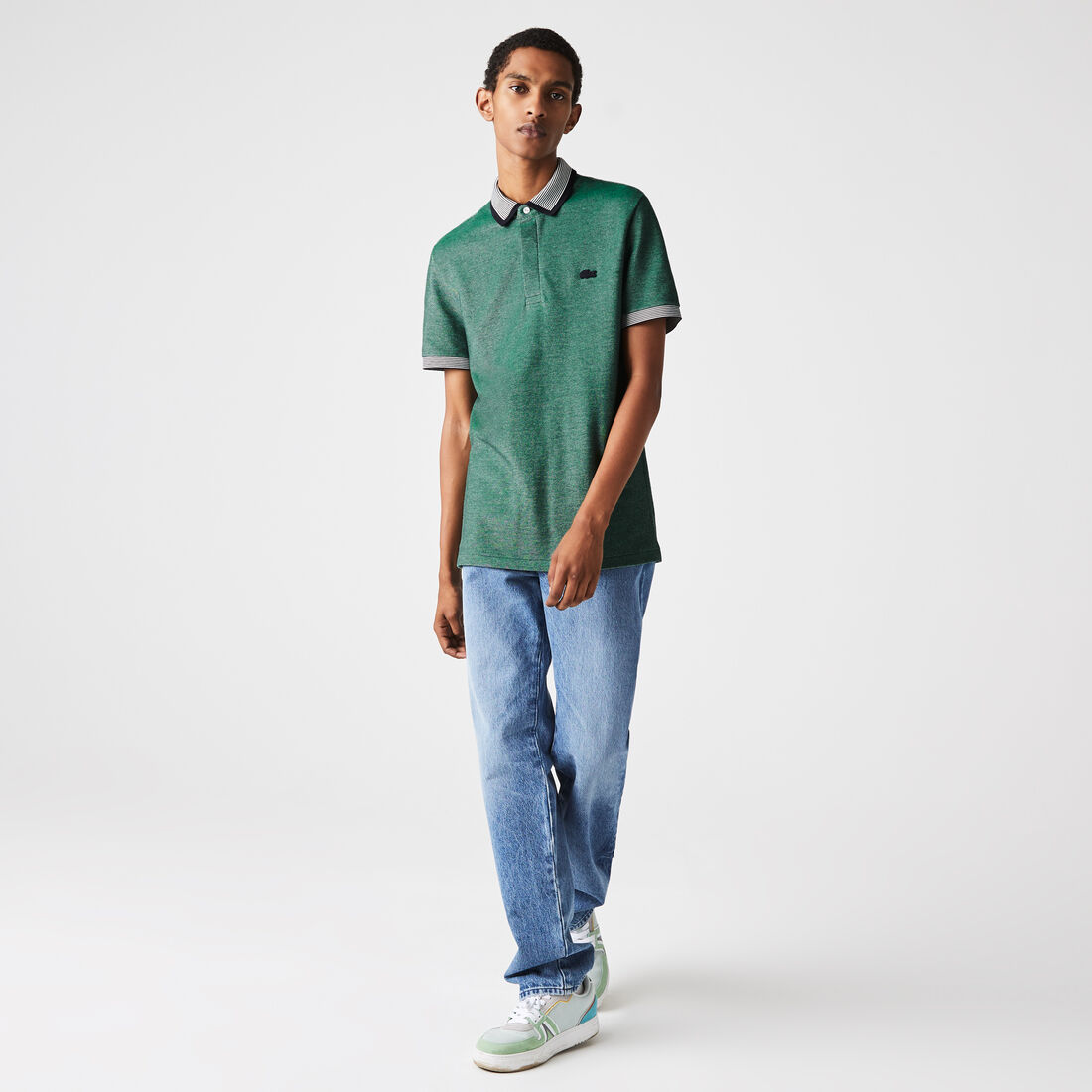 Men's Lacoste Regular Fit Striped Finishes Cotton Polo Shirt