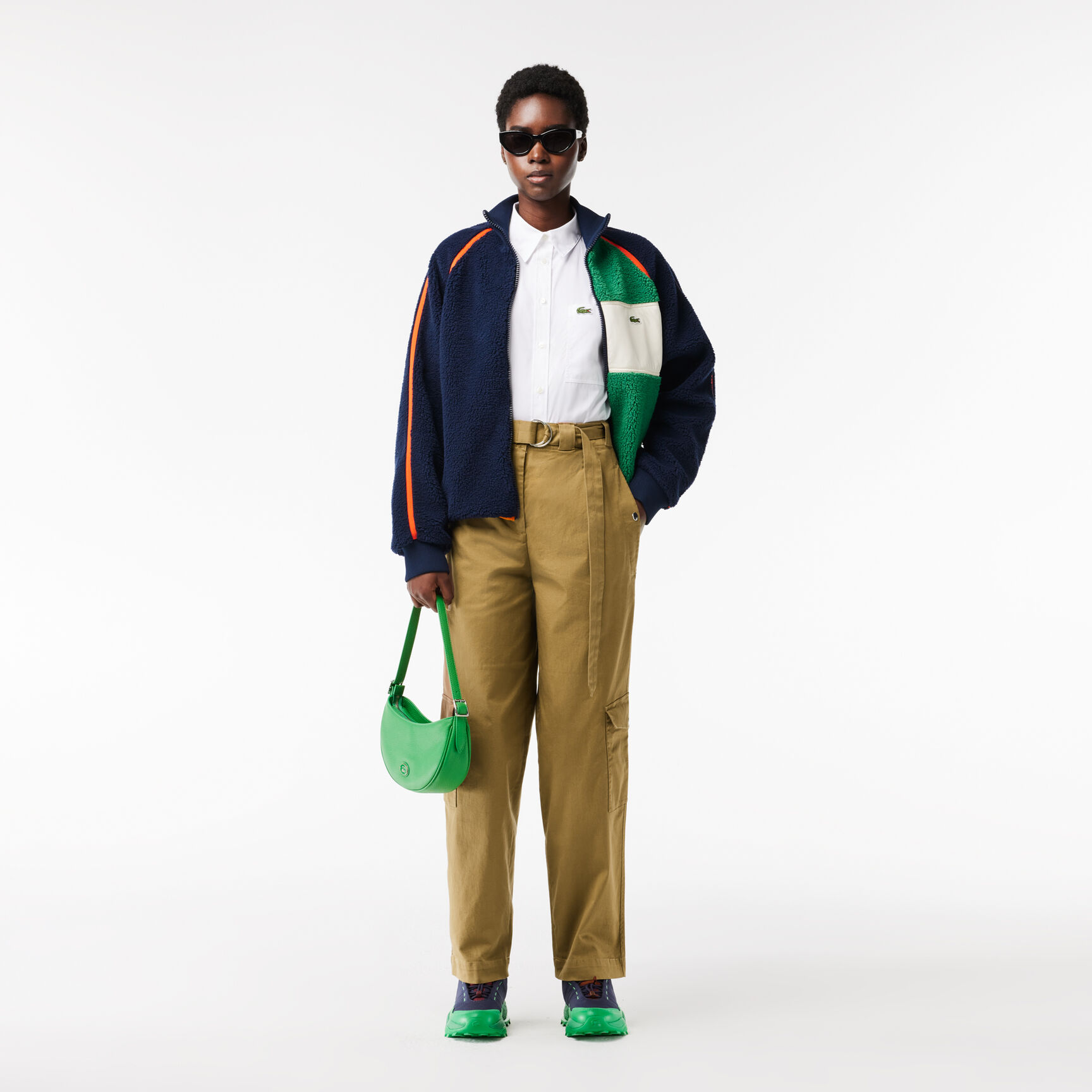 قميص لاكوست &times; باندير بوبلين قطني مخطط