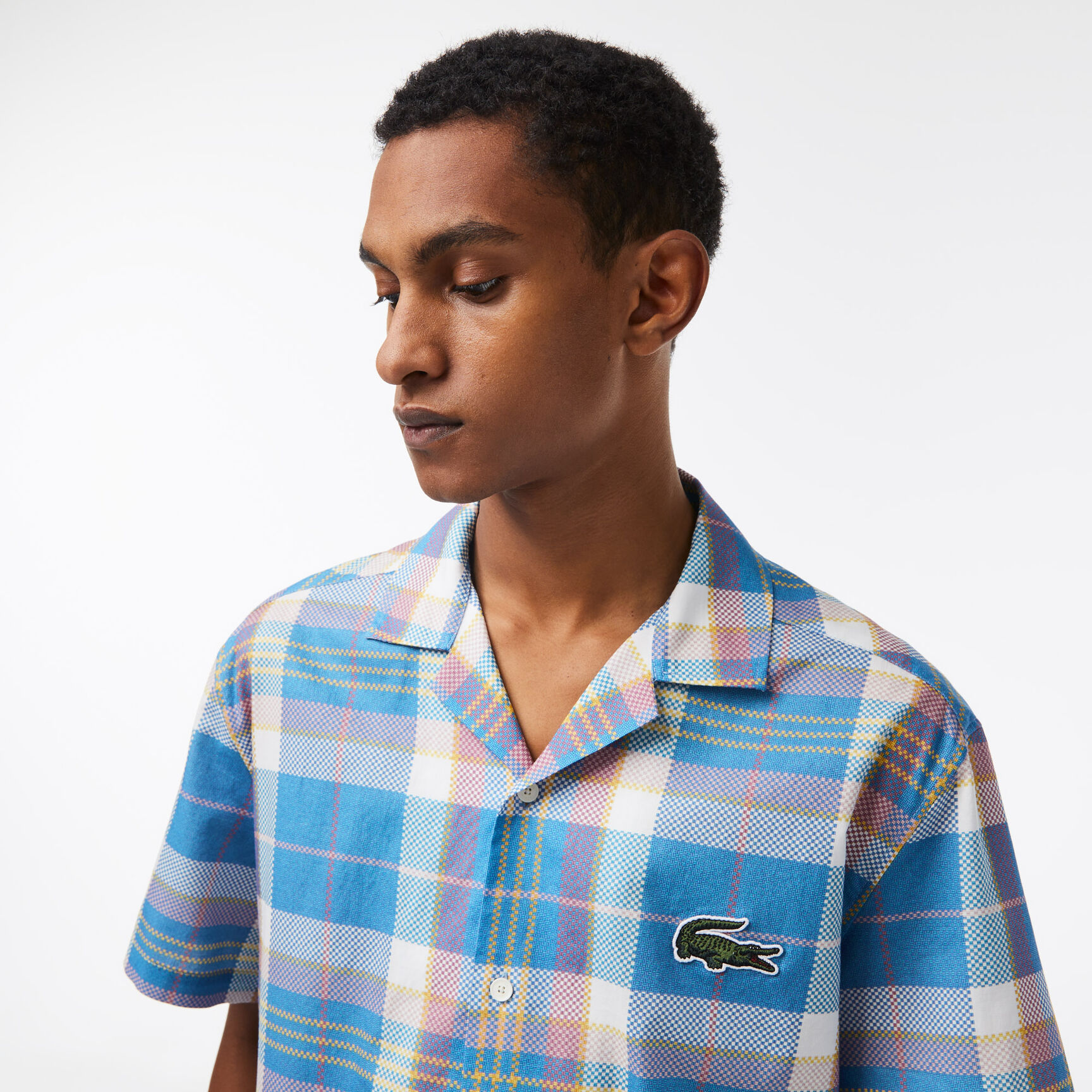 Men's Lacoste Short Sleeve Organic Cotton Check Shirt