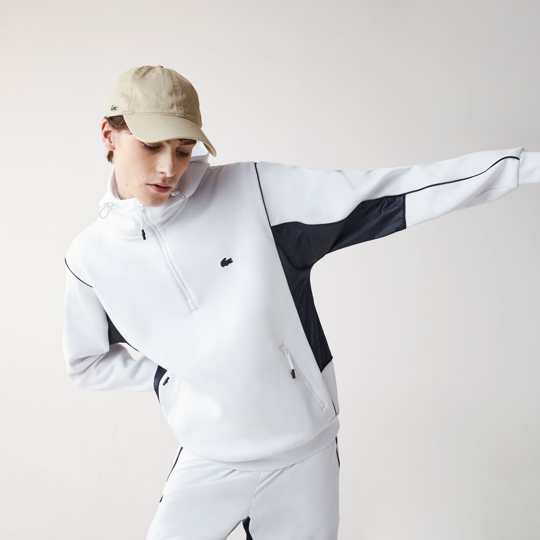 Men’s Hooded Bimaterial Stretch Cotton Sweatshirt