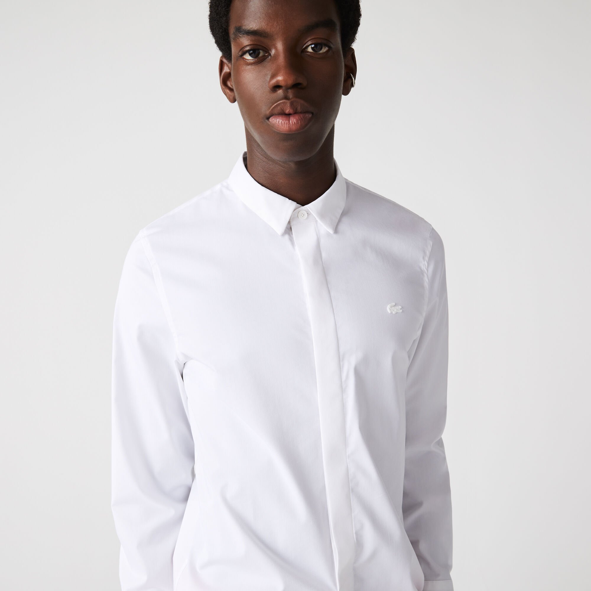 Lacoste men's slim fit stretch cotton poplin shirt deals