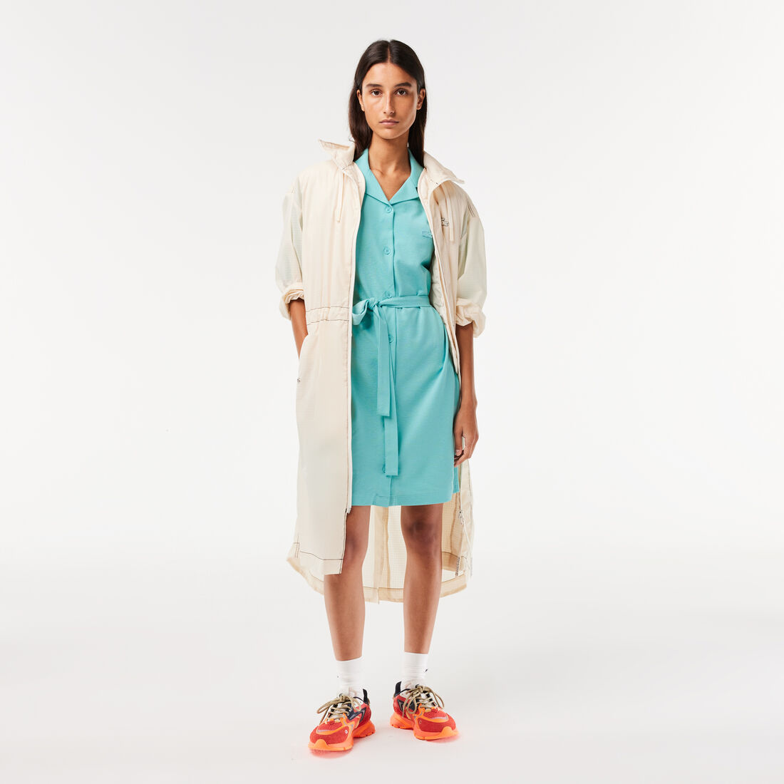 Women’s Lacoste Linen/Cotton Blend Belted Button Dress Women’s Lacoste Linen/Cotton Blend Belted Button Dress