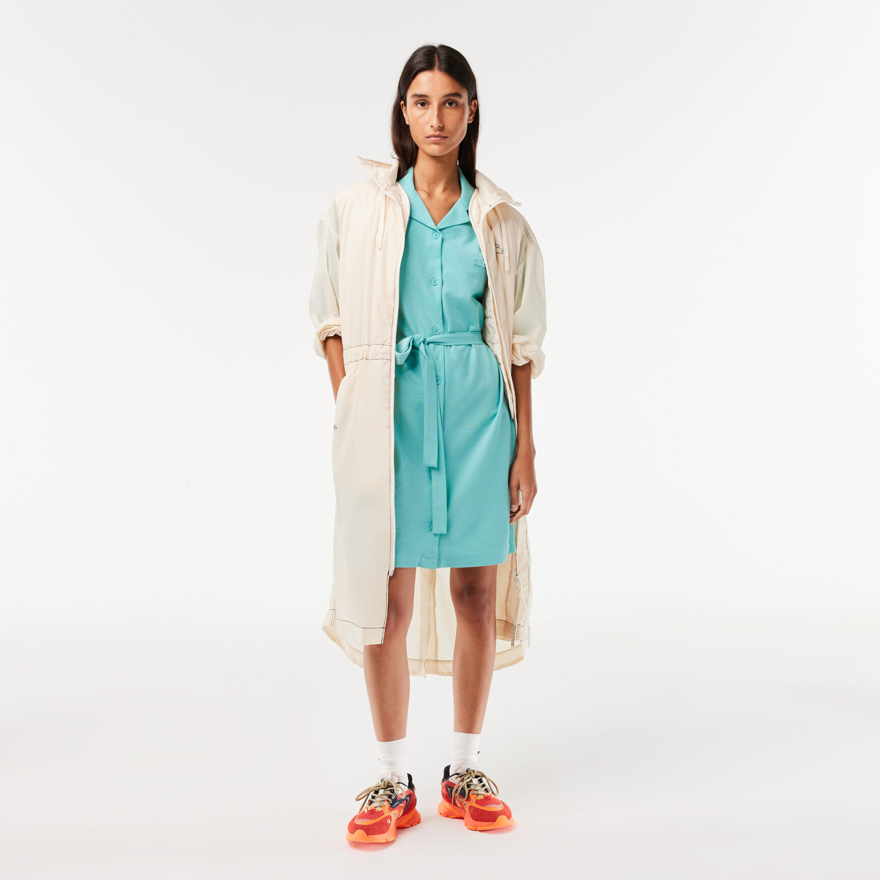 Women’s Lacoste Linen/Cotton Blend Belted Button Dress Women’s Lacoste Linen/Cotton Blend Belted Button Dress