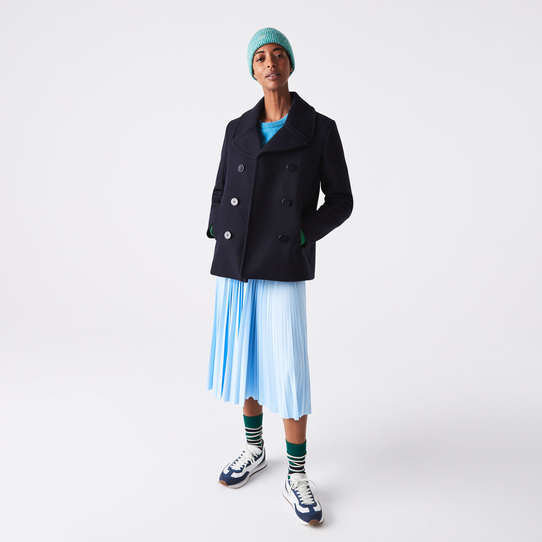 Women’s Lacoste Lettered Waist Mid-Length Pleated Skirt Women’s Lacoste Lettered Waist Mid-Length Pleated Skirt