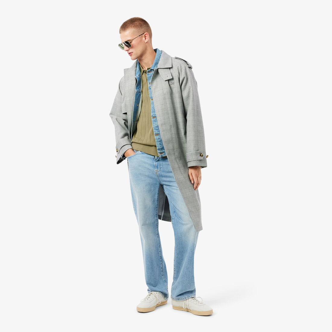 كنزة محبوكة بتصميم مضلع انسيابي وياقة بولو كنزة محبوكة بتصميم مضلع انسيابي وياقة بولو