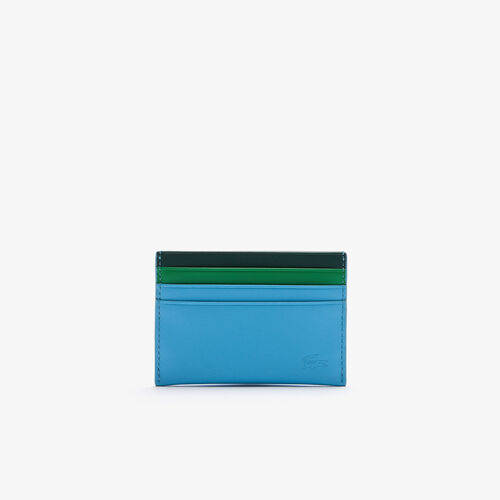 Men’s Overstitched Tricolor Smooth Leather Card Holder
