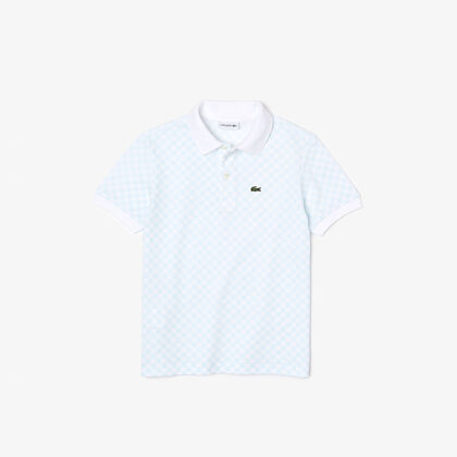 Boys’ Lacoste Checkerboard Print Cotton Piqué Polo Shirt