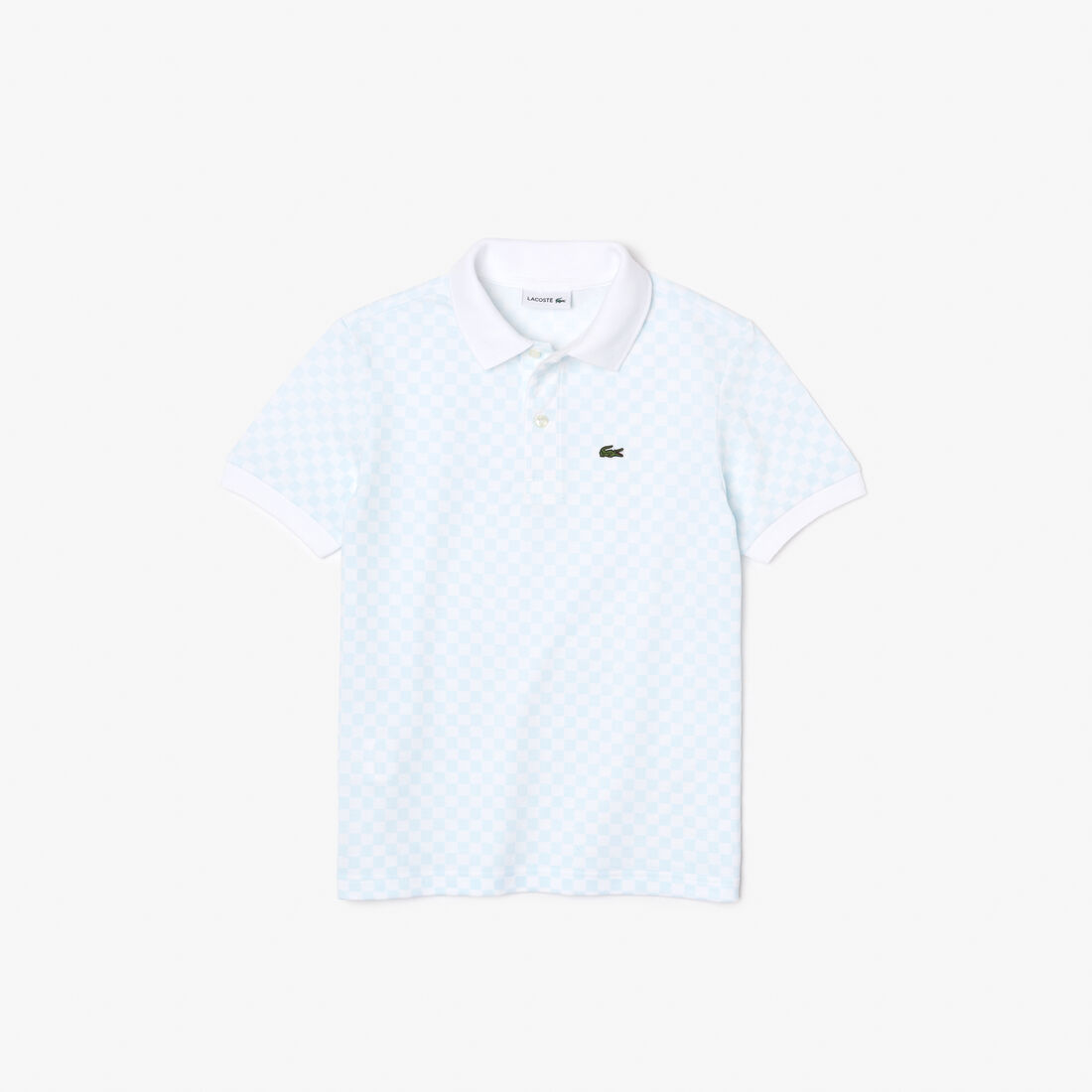 Boys' Lacoste Checkerboard Print Cotton Pique Polo Shirt