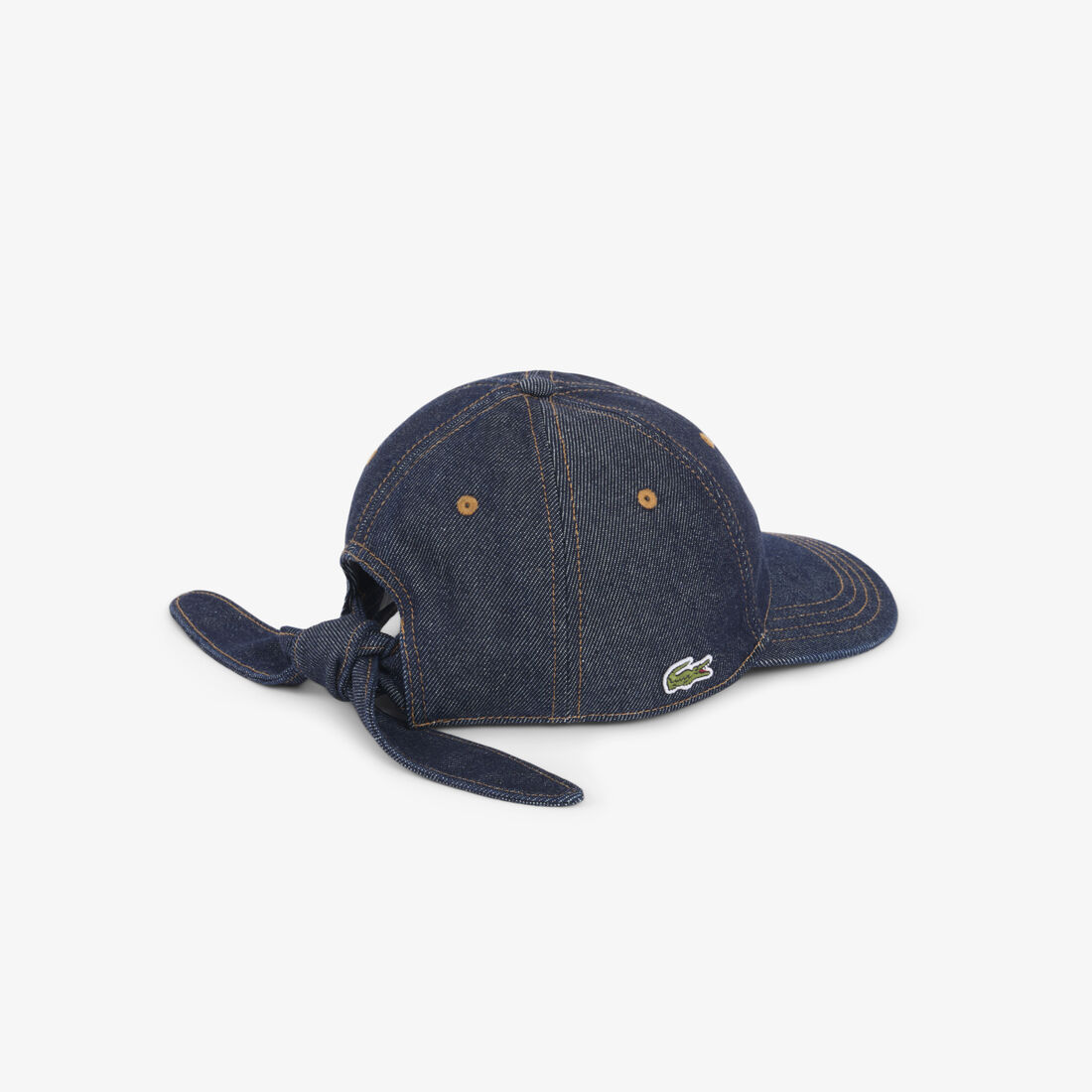 lacoste cotton denim tie accent cap