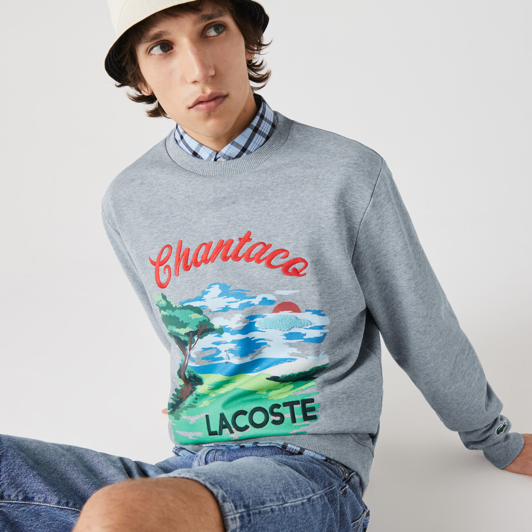 Men’s Crew Neck Landscape Print Fleece Sweatshirt lacoste men s crew neck landscape print fleece sweatshirt