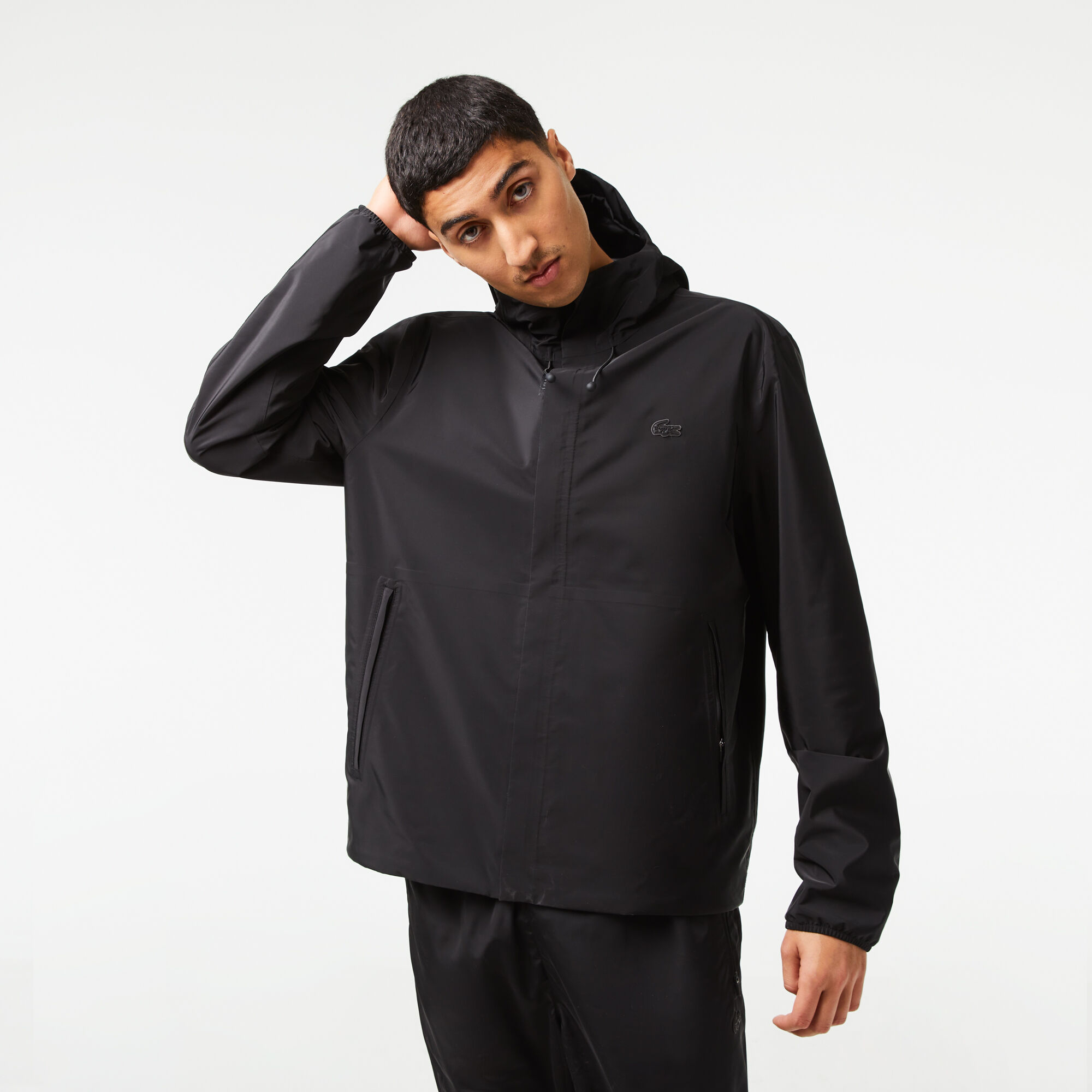 Lacoste track jacket hot sale black