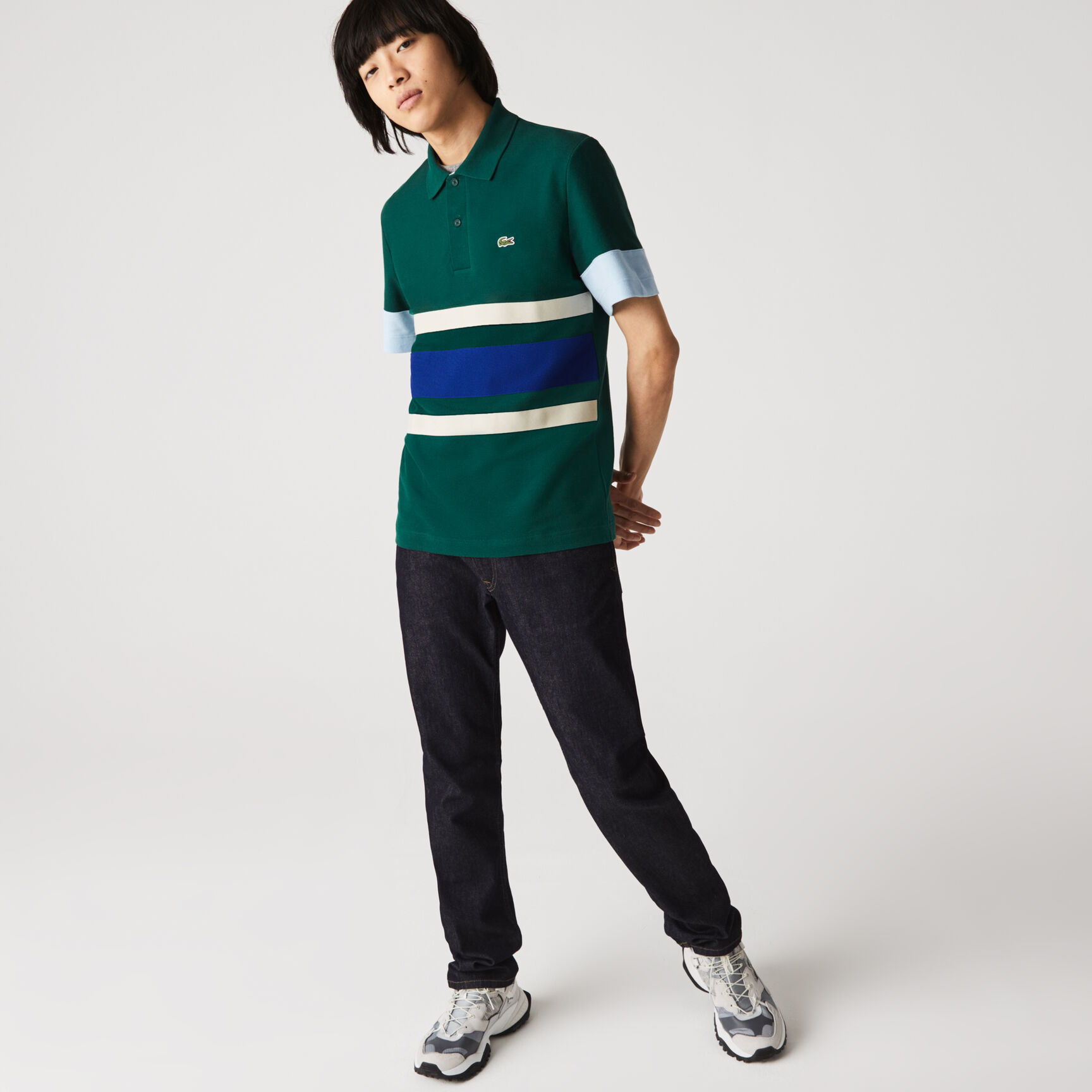 بولو رجالي بقصة ضيقة من قطن بيكيه المتنوع الألوان