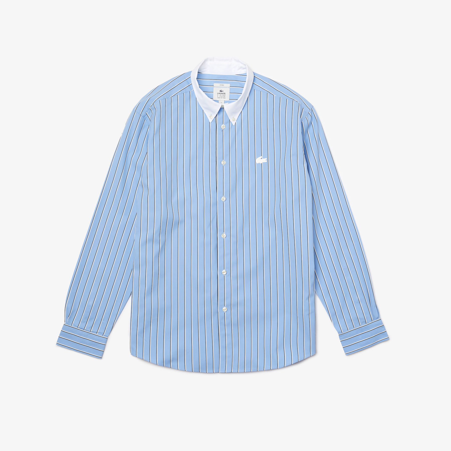 unisex lacoste live striped cotton shirt