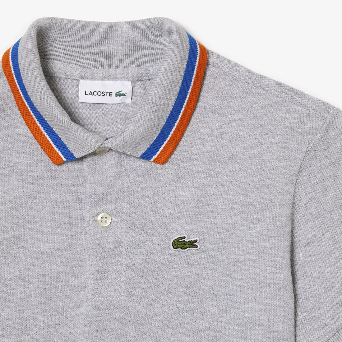 Boys' Lacoste Tricolour Collar Cotton Petit Pique Polo Boys' Lacoste Tricolour Collar Cotton Petit Pique Polo