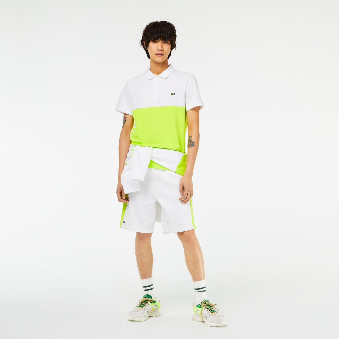 تيشيرت بولو لاكوست قطن بيكيه مقسم بألوان للرجال تيشيرت بولو لاكوست قطن بيكيه مقسم بألوان للرجال