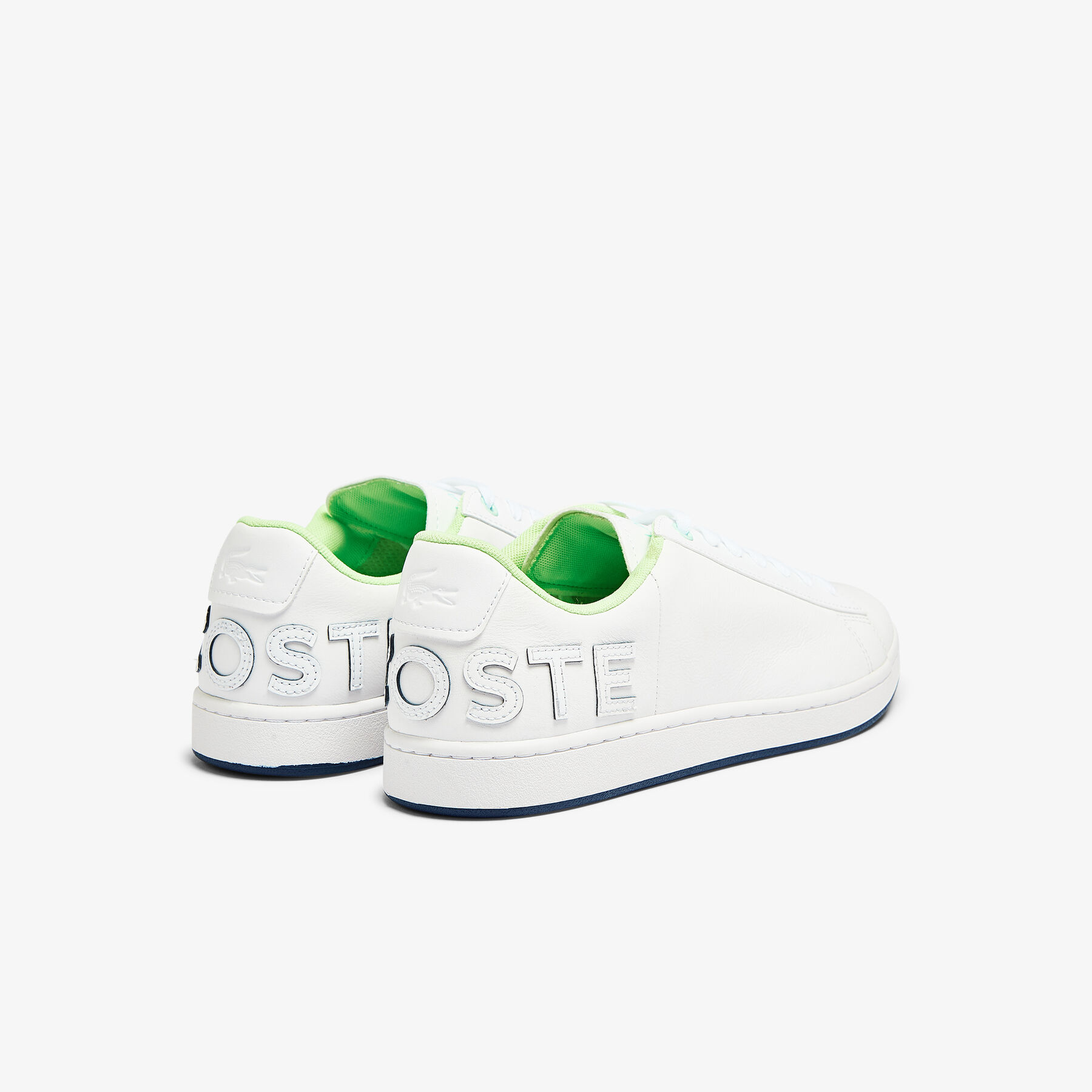 lacoste men s carnaby evo leather and citrus accent trainers