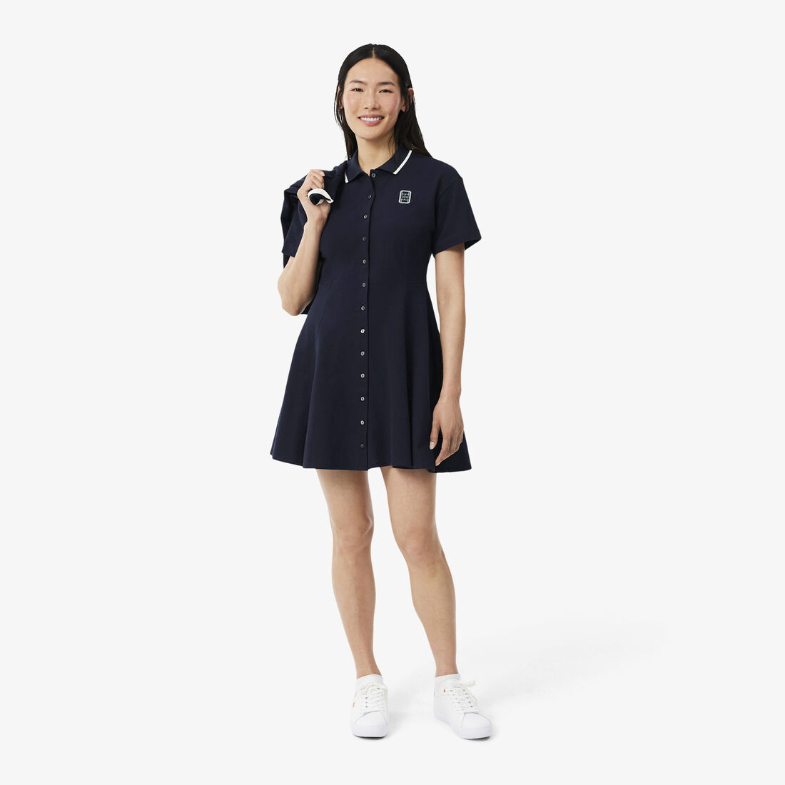 Flared Badge Accent Petit Pique Dress Flared Badge Accent Petit Pique Dress
