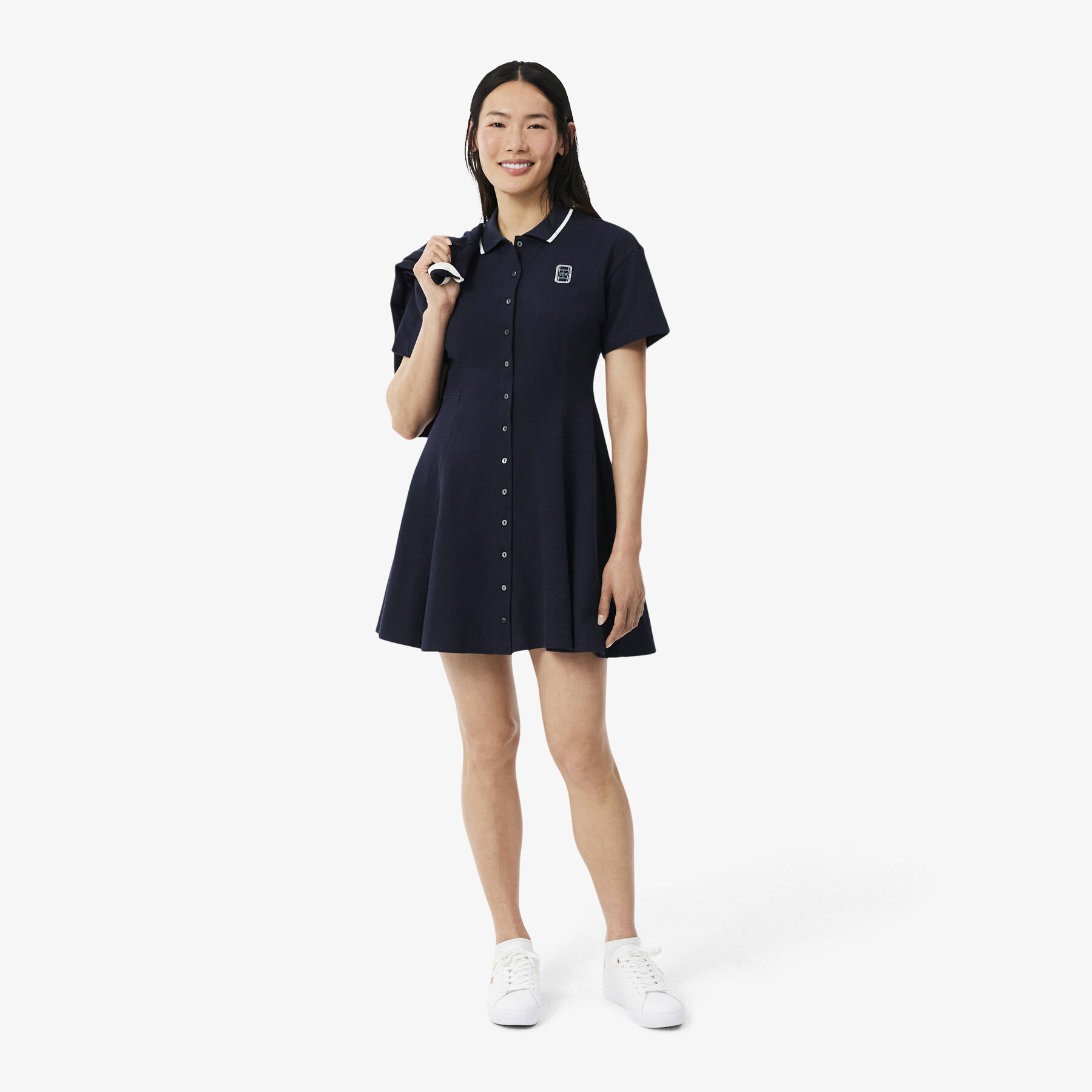 Flared Badge Accent Petit Pique Dress Flared Badge Accent Petit Pique Dress
