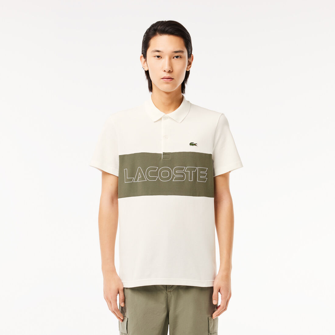 تي شيرت بولو L.12.12 بيكيه قطن مزين برقعة