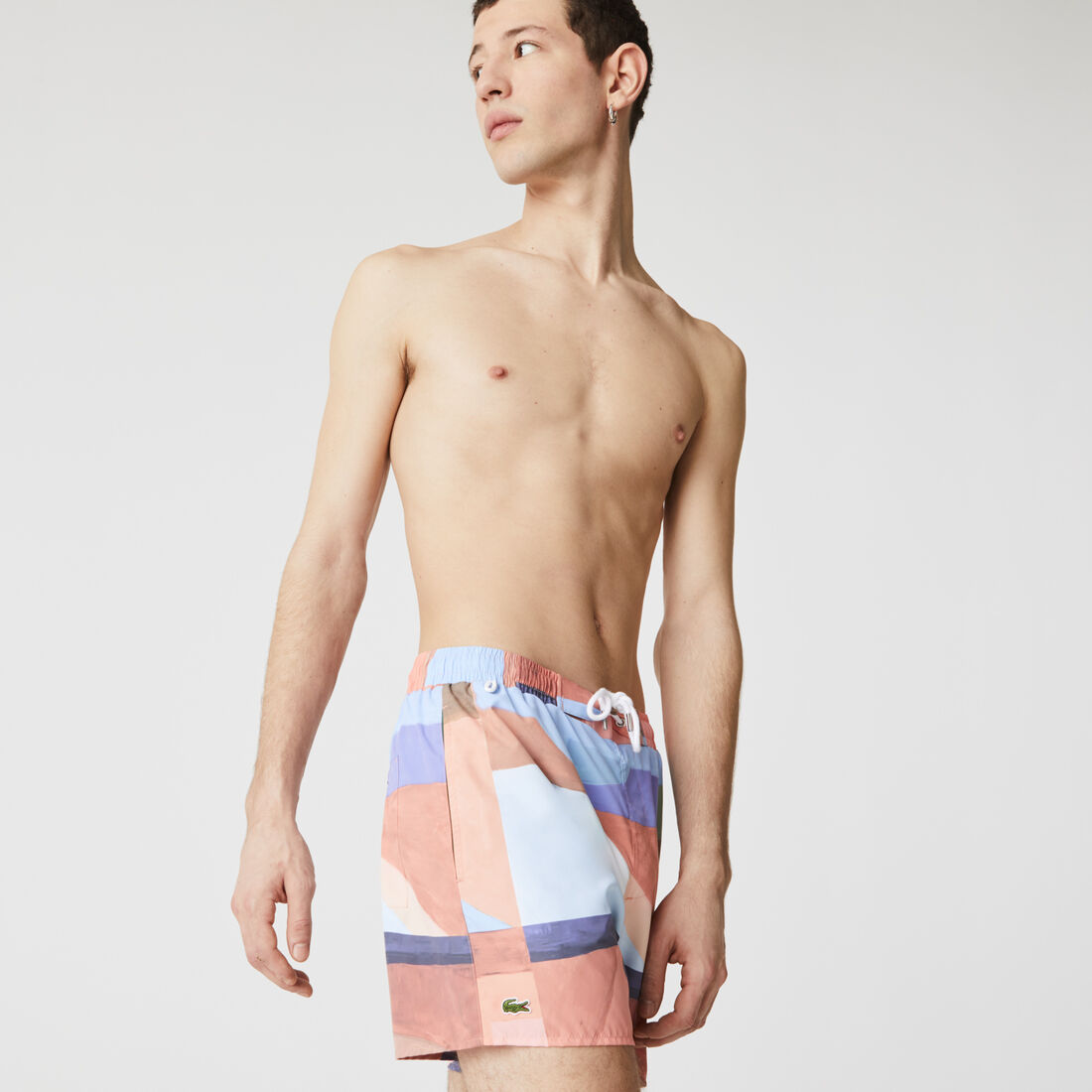 Men&rsquo;s Lace-Up Waist Print Swimming Trunks