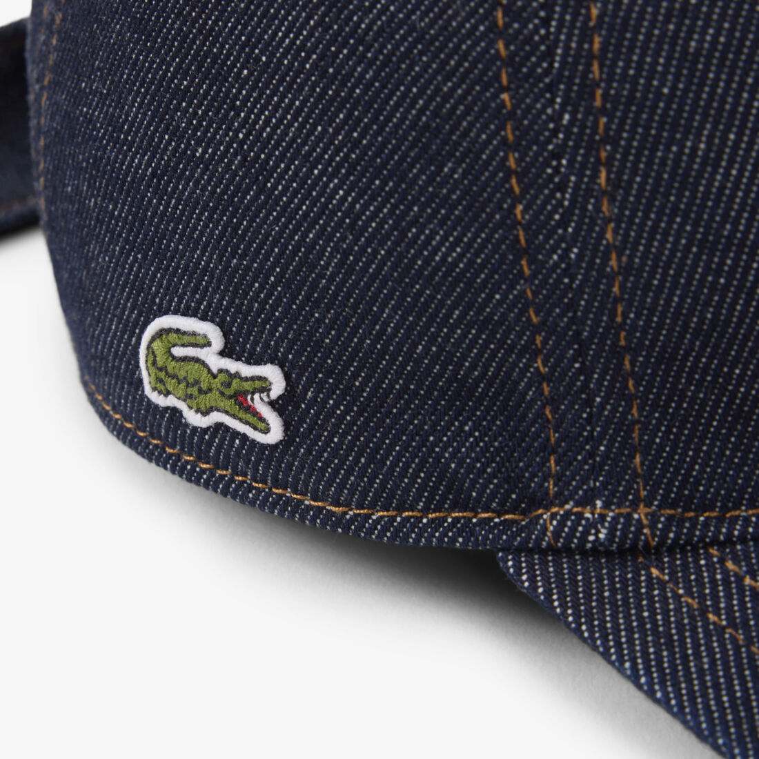 lacoste cotton denim tie accent cap