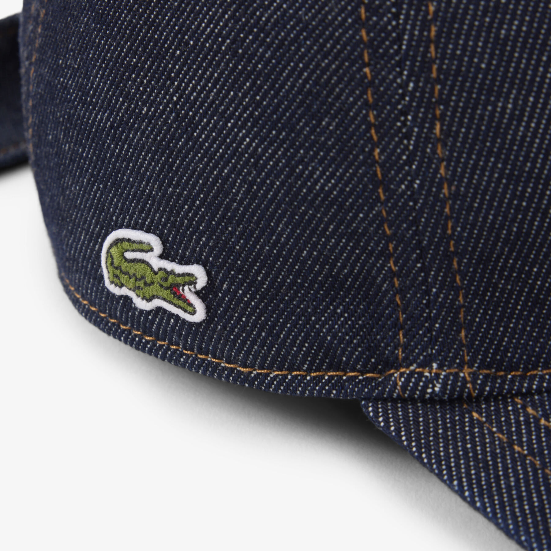lacoste cotton denim tie accent cap